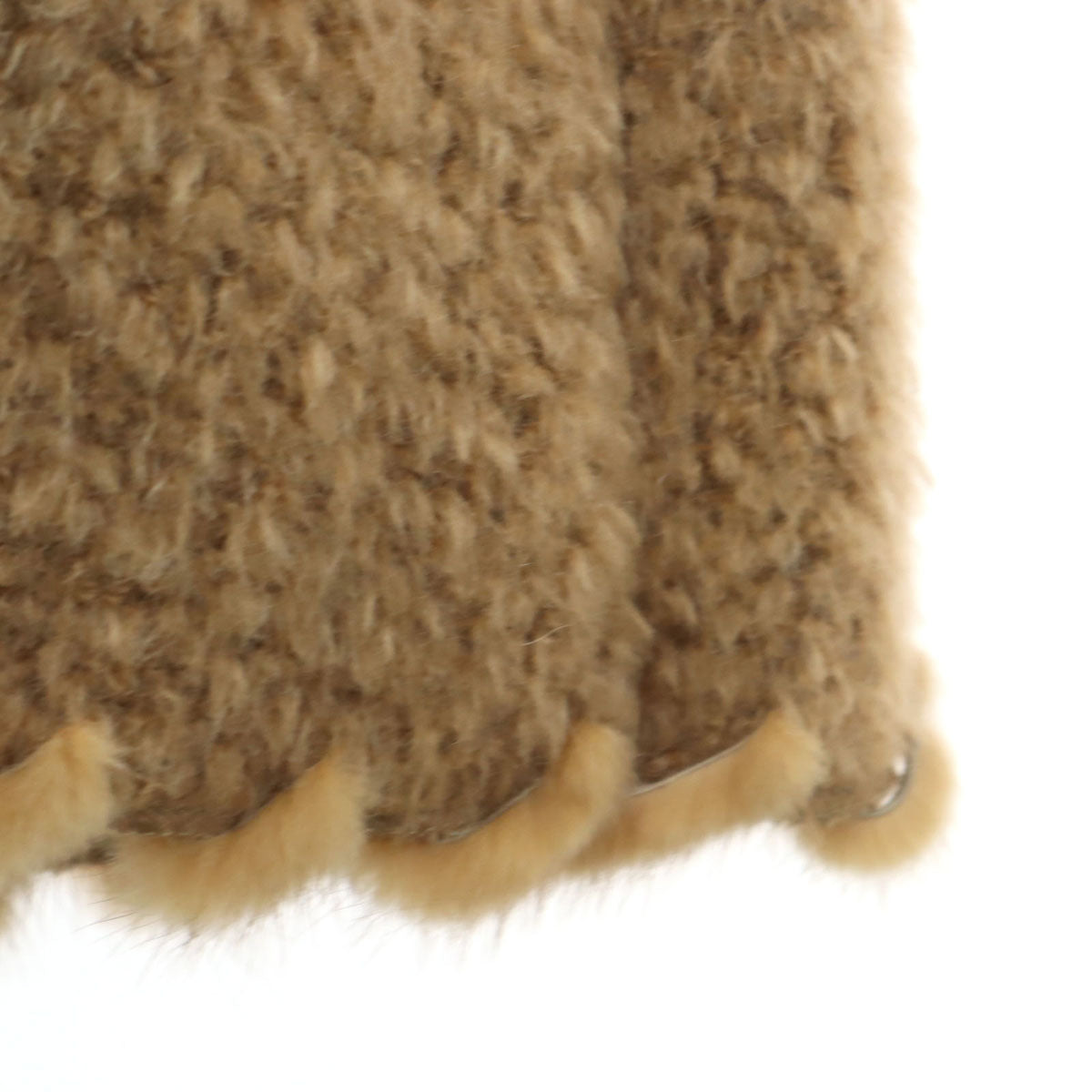 Solleciti ソレシティ イタリア製 アルパカブレンド 切替 毛皮コート 42 ベージュ PIACENZA レディース