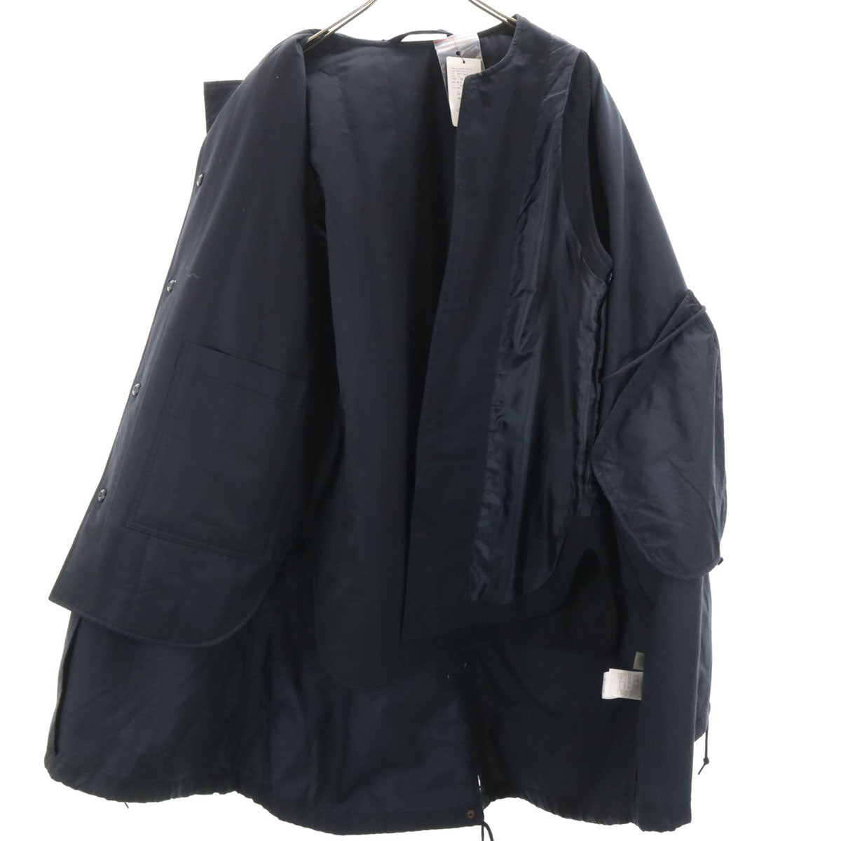 未使用 URBAN RESEARCH DOORS アーバンリサーチドアーズ 3WAY ノーカラー モッズコート M ネイビー ライナー付き レディース