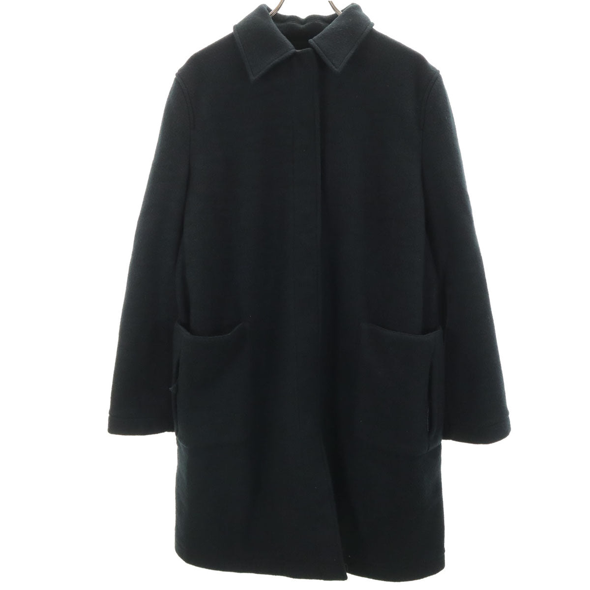 ARMANI JEANS アルマーニジーンズ 90s イタリア製 オールド ステンカラーコート 44 ブラック レディース