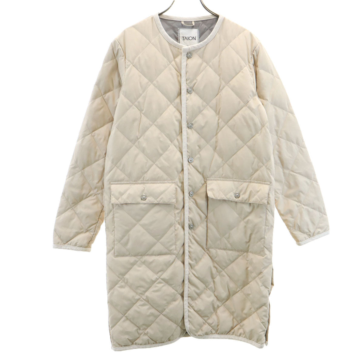 美品 TAION タイオン ダウンコート XS ベージュ系 CITY LINE レディース