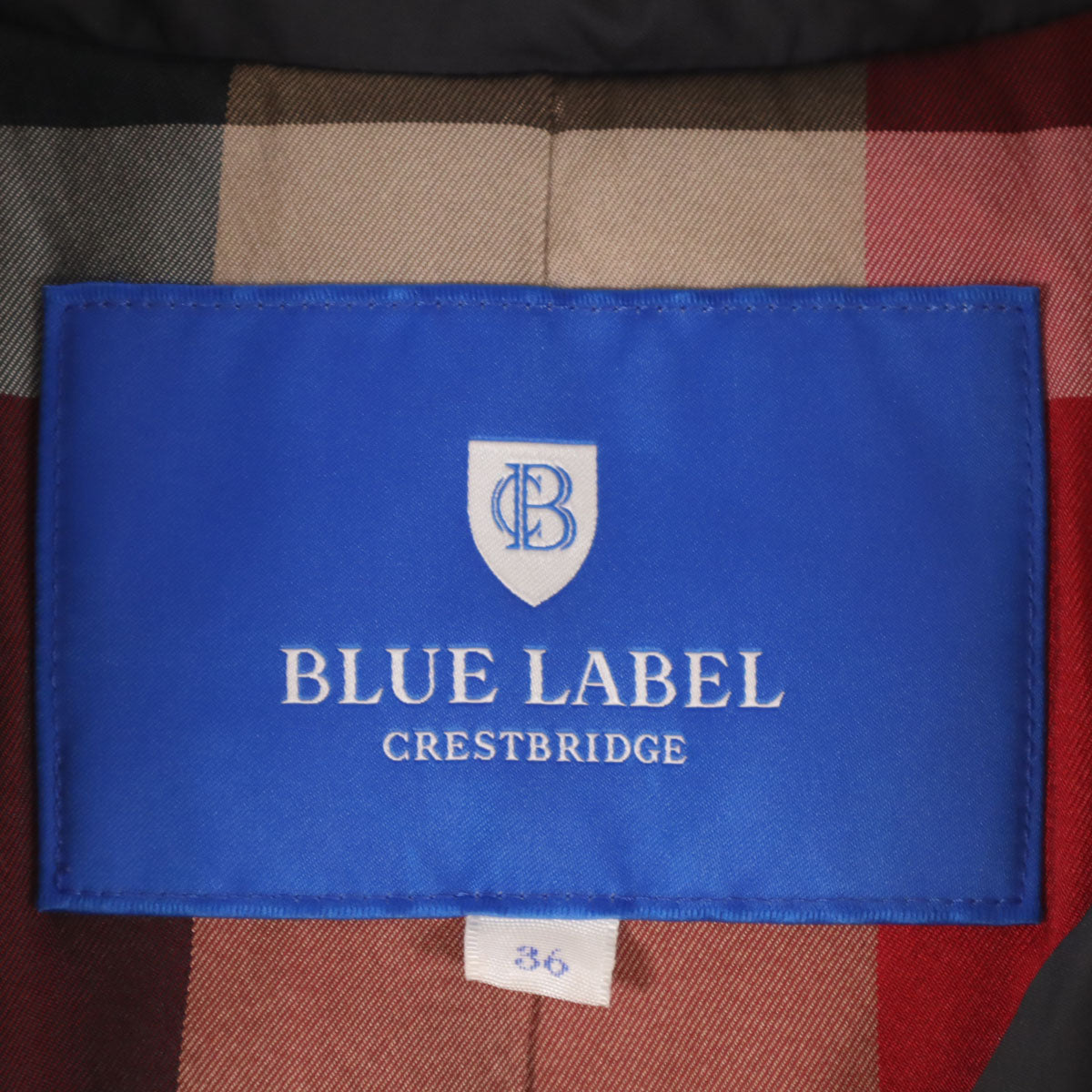 美品 BLUE LABEL CRESTBRIDGE ブルーレーベルクレストブリッジ フーデッド ダウンコート 36 ブラック系 レディース