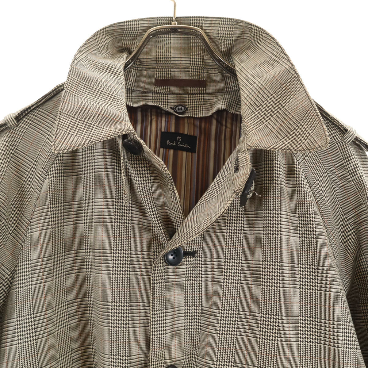 PS Paul Smith ピーエスポールスミス 日本製 グレンチェック トレンチコート L グレージュ ベストライナー付き メンズ