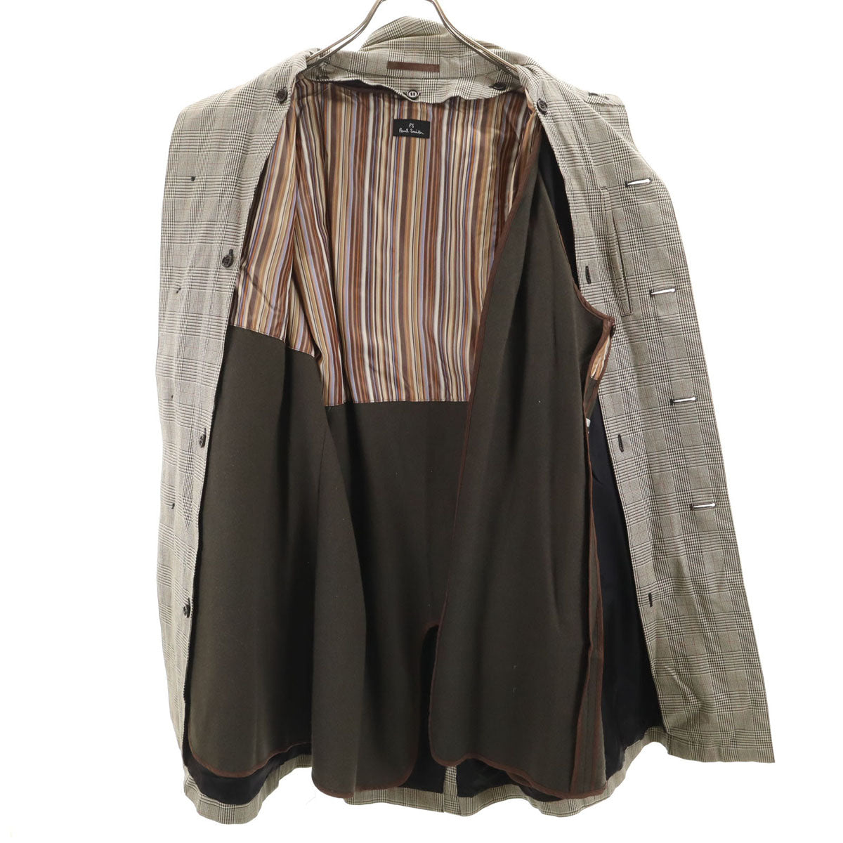 PS Paul Smith ピーエスポールスミス 日本製 グレンチェック トレンチコート L グレージュ ベストライナー付き メンズ