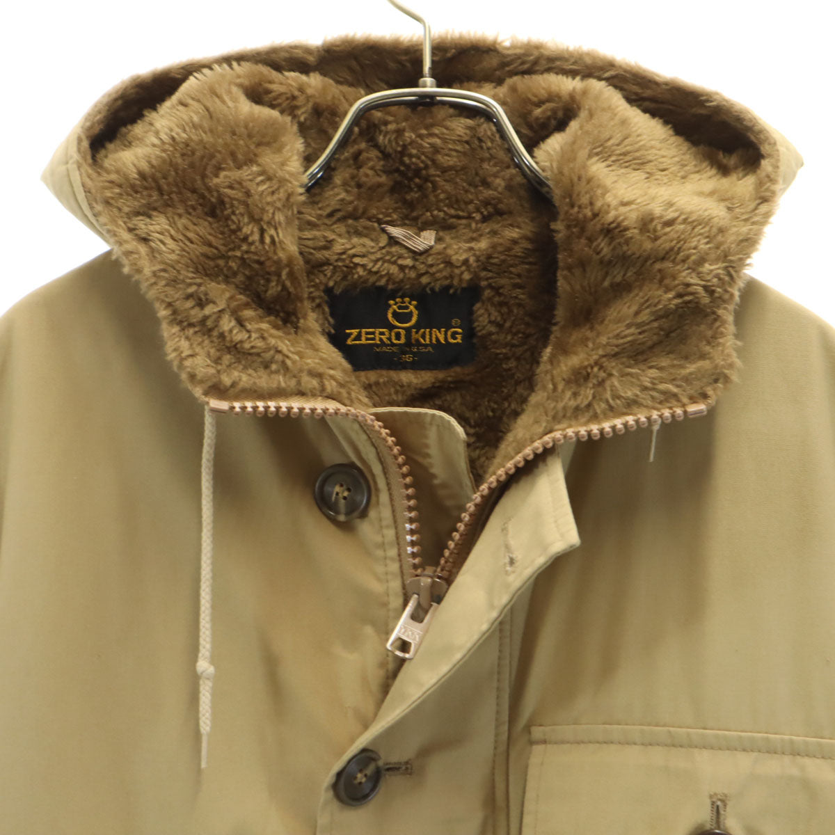 ZERO KING ゼロキング 80s USA製 ヴィンテージ フードジャケット 36 ベージュ メンズ