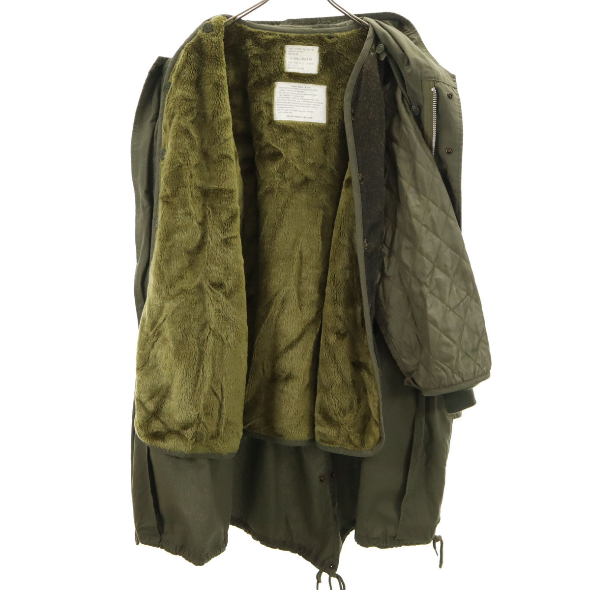 HOUSTON ヒューストン ミリタリー モッズコート XS カーキ ライナー付き メンズ