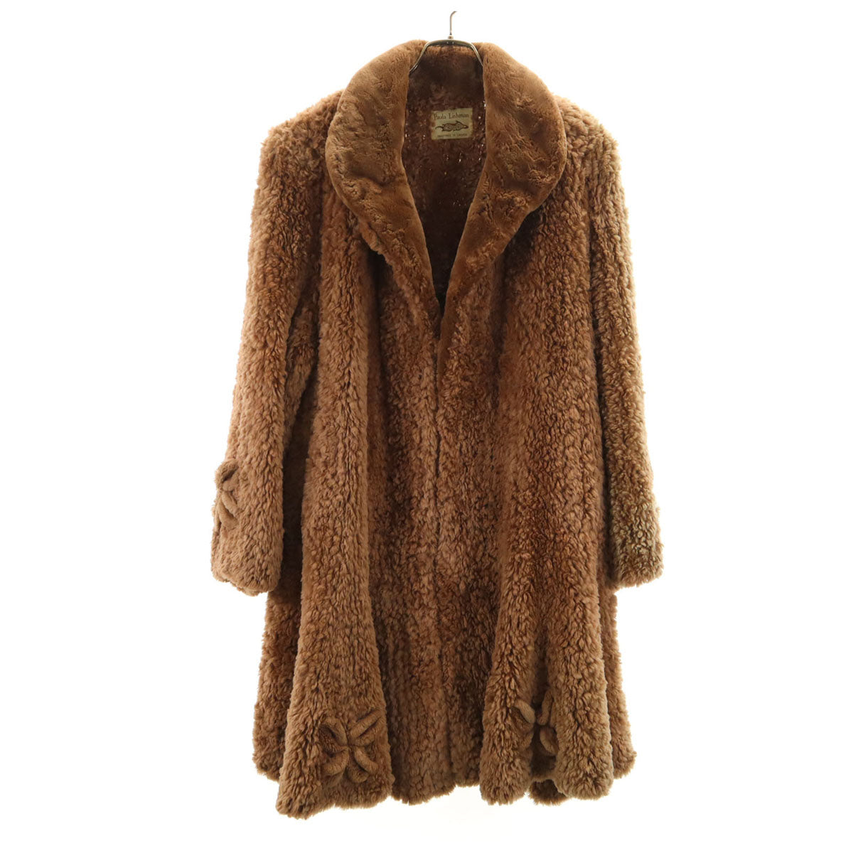 美品 paula lishman ポーラ リシュマン 70s 80s カナダ製 ヴィンテージ 毛皮コート M キャメル レディース
