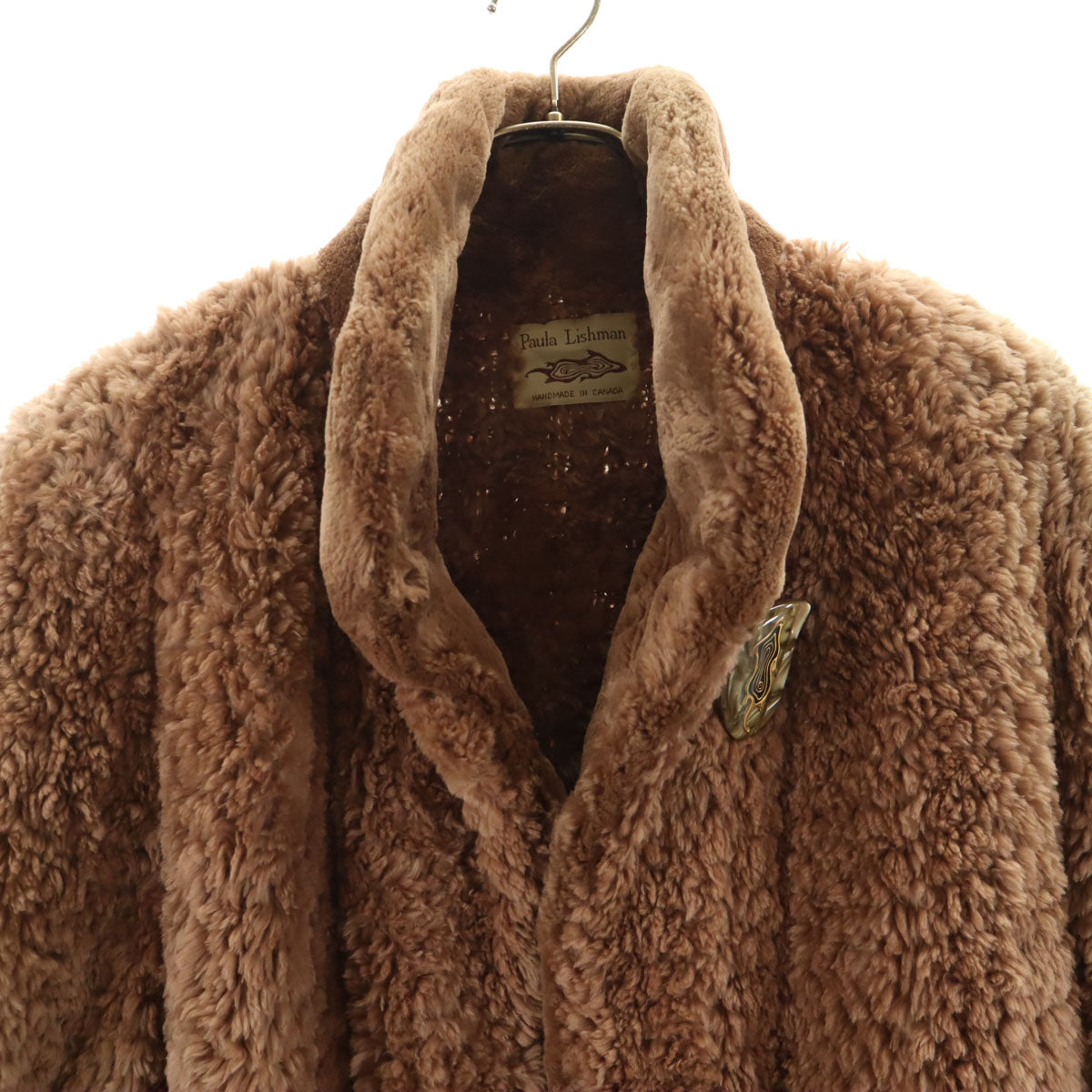 美品 paula lishman ポーラ リシュマン 70s 80s カナダ製 ヴィンテージ 毛皮コート M キャメル レディース
