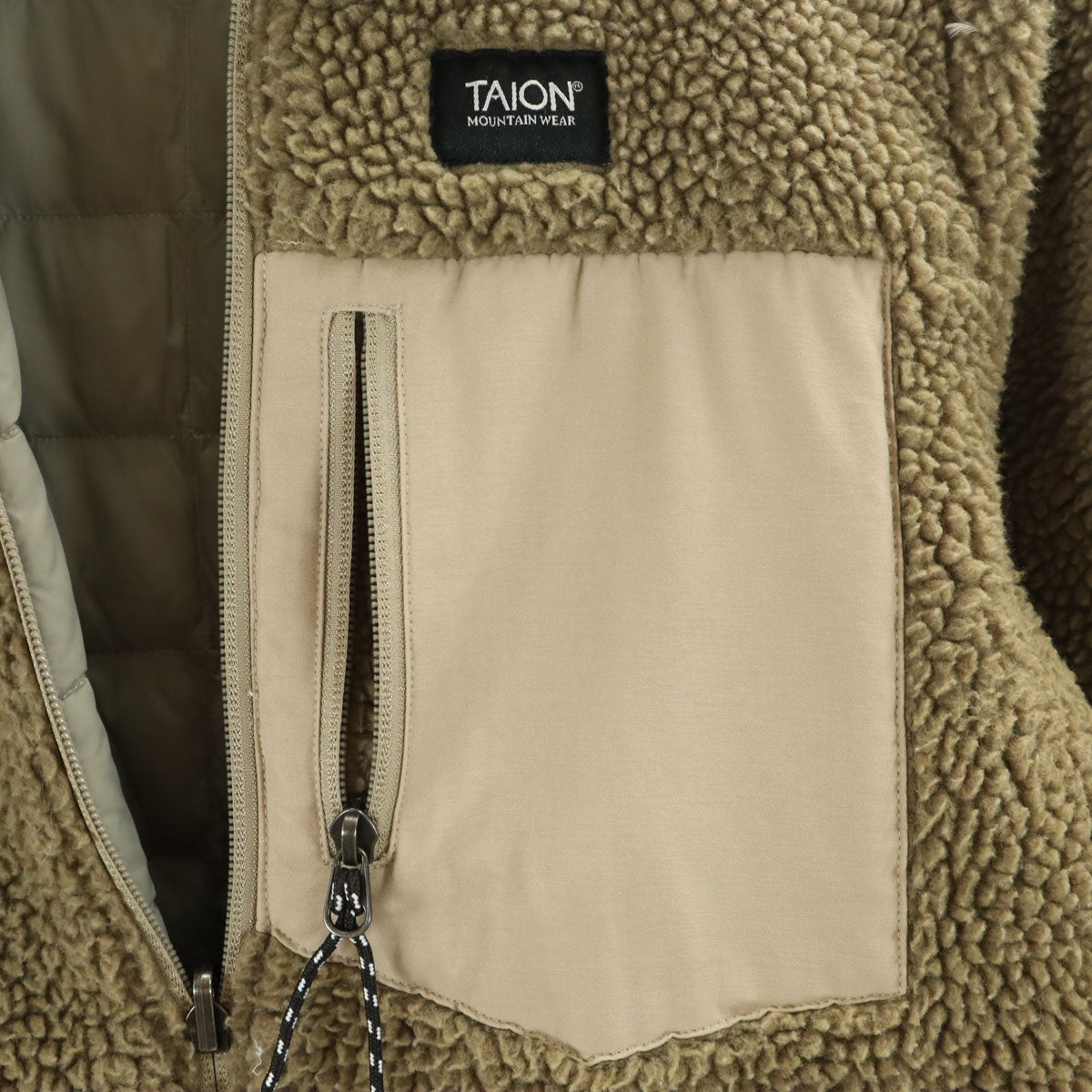 TAION タイオン ボア ダウンコート L ベージュ系 リバーシブル レディース