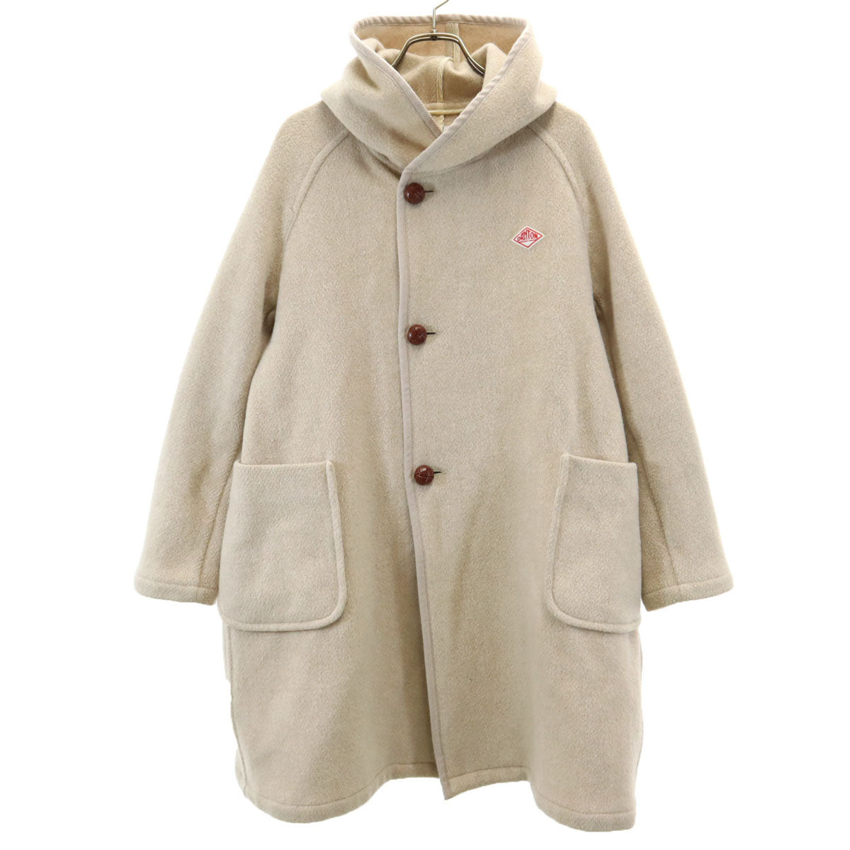 Danton ダントン 日本製 ウールモッサ フード コート 38 ベージュ系 レディース