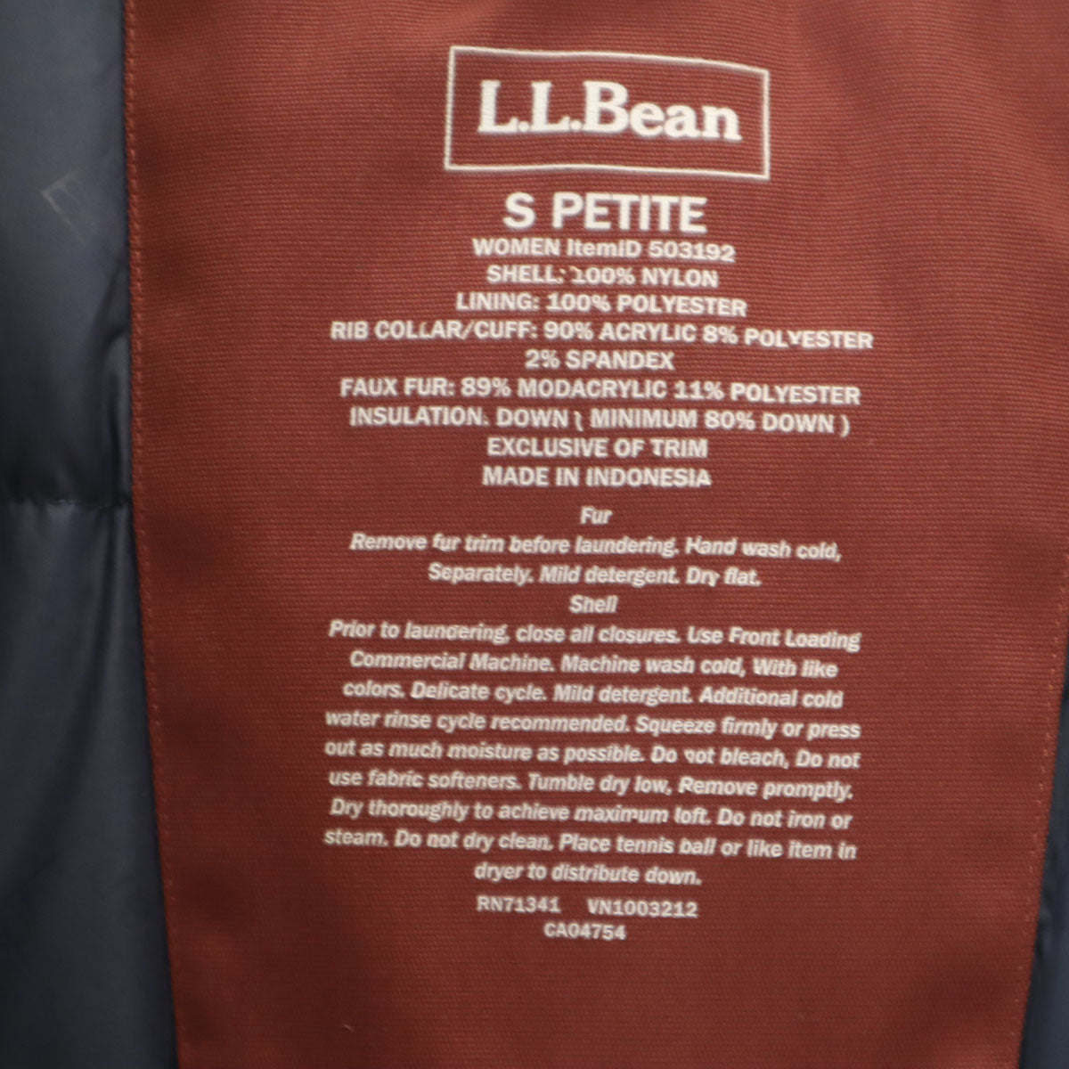 L.L.Bean エルエルビーン マウンテン ダウンコート S レンガ系 ダウンテック アウトドア レディース