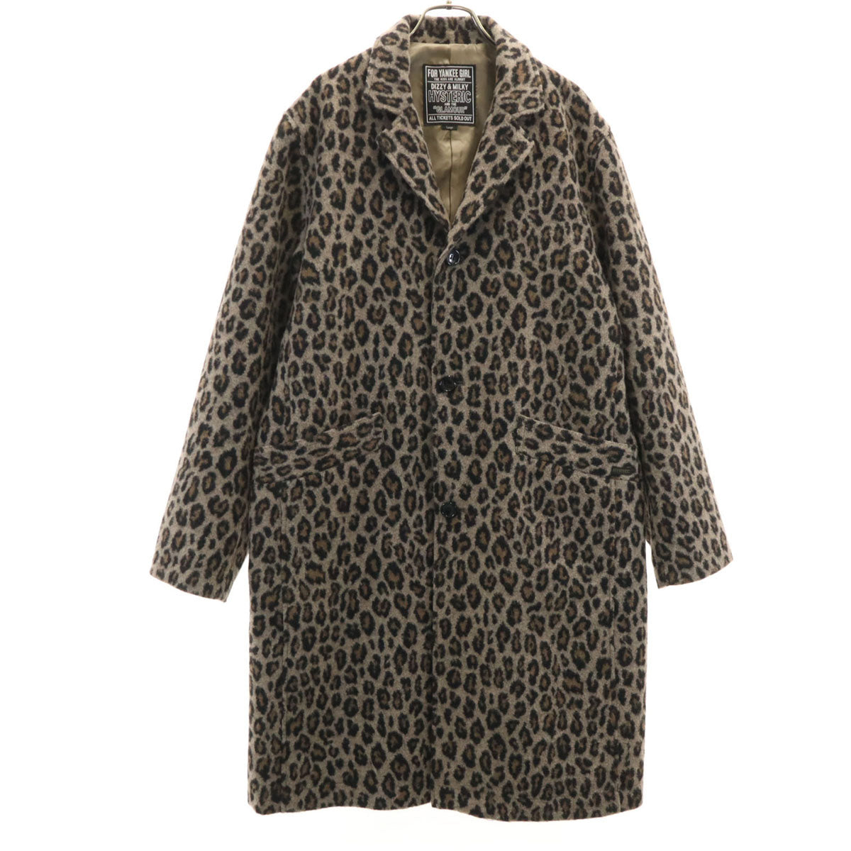 HYSTERIC GLAMOUR ヒステリックグラマー 日本製 レオパード チェスターコート L ブラウン系 ヒョウ柄 メンズ
