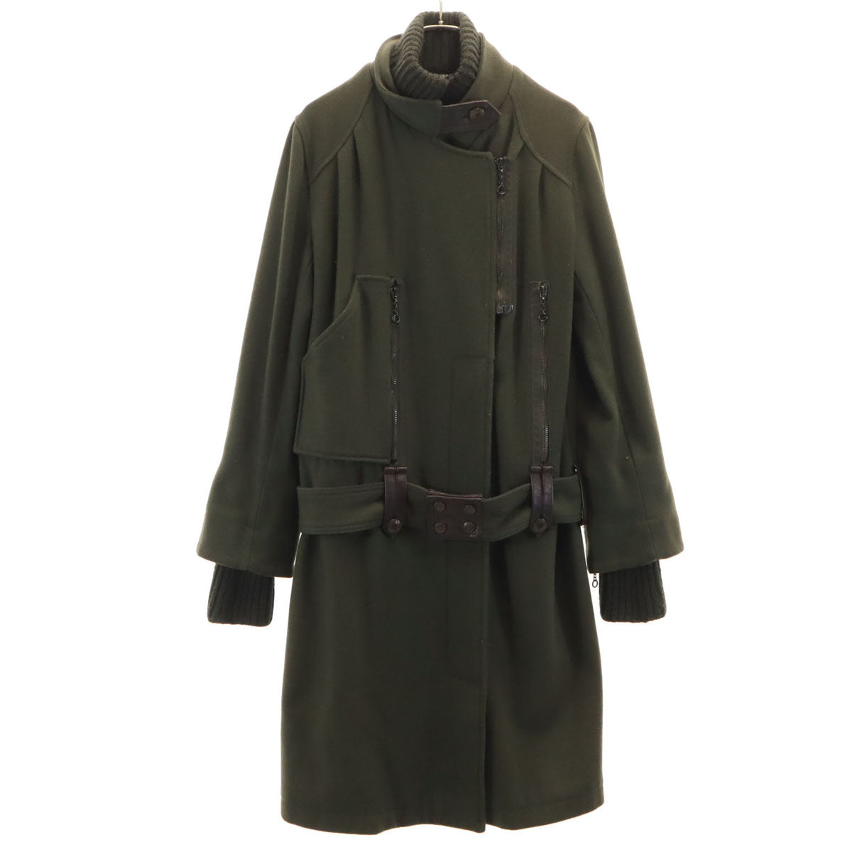 希少✨【クリスチャンディオール スポーツ】2wayファー付きウールコート カーキ Christian Dior 希少スムース トレンチコートダブル 【OT-3826】 | cv