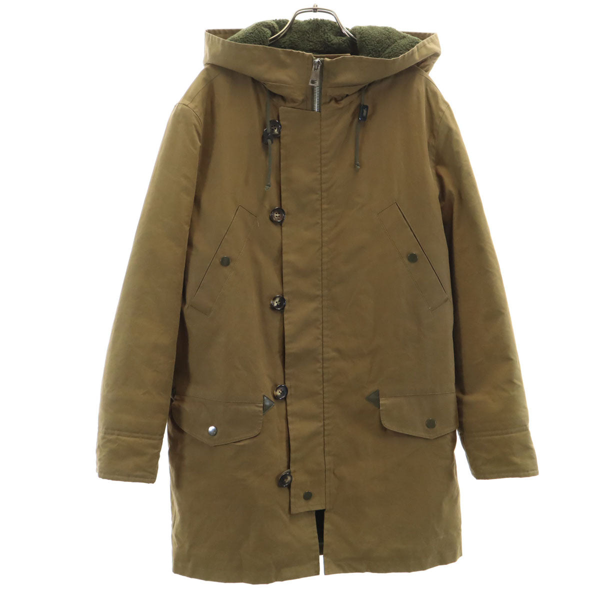 A.P.C. アーペーセー ワックスコーティング加工 モッズコート XS カーキブラウン 裏ボア メンズ