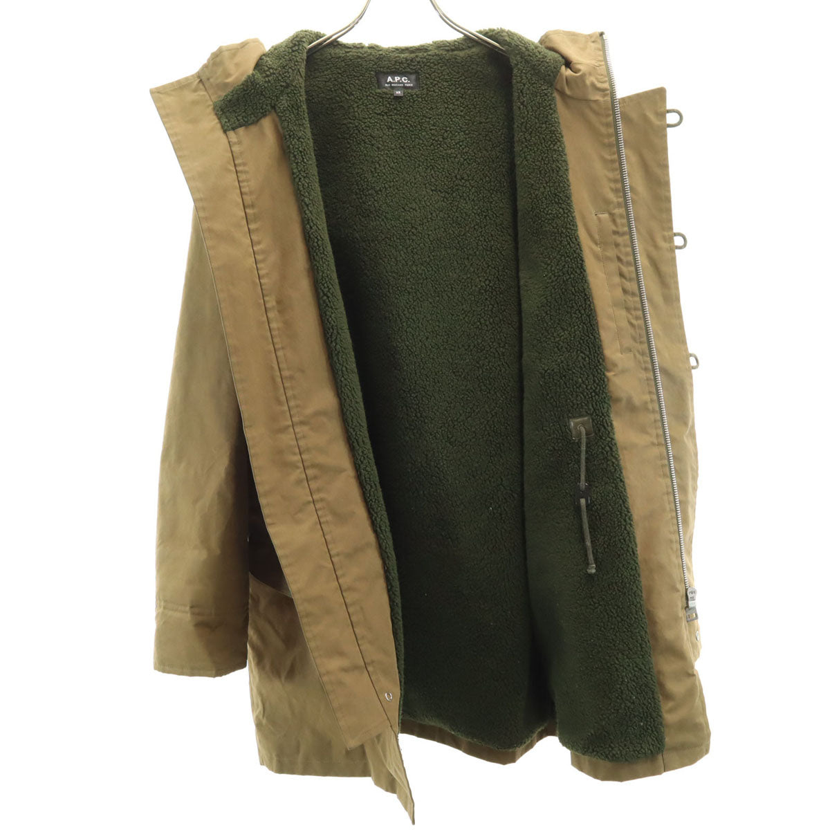 A.P.C. アーペーセー ワックスコーティング加工 モッズコート XS カーキブラウン 裏ボア メンズ