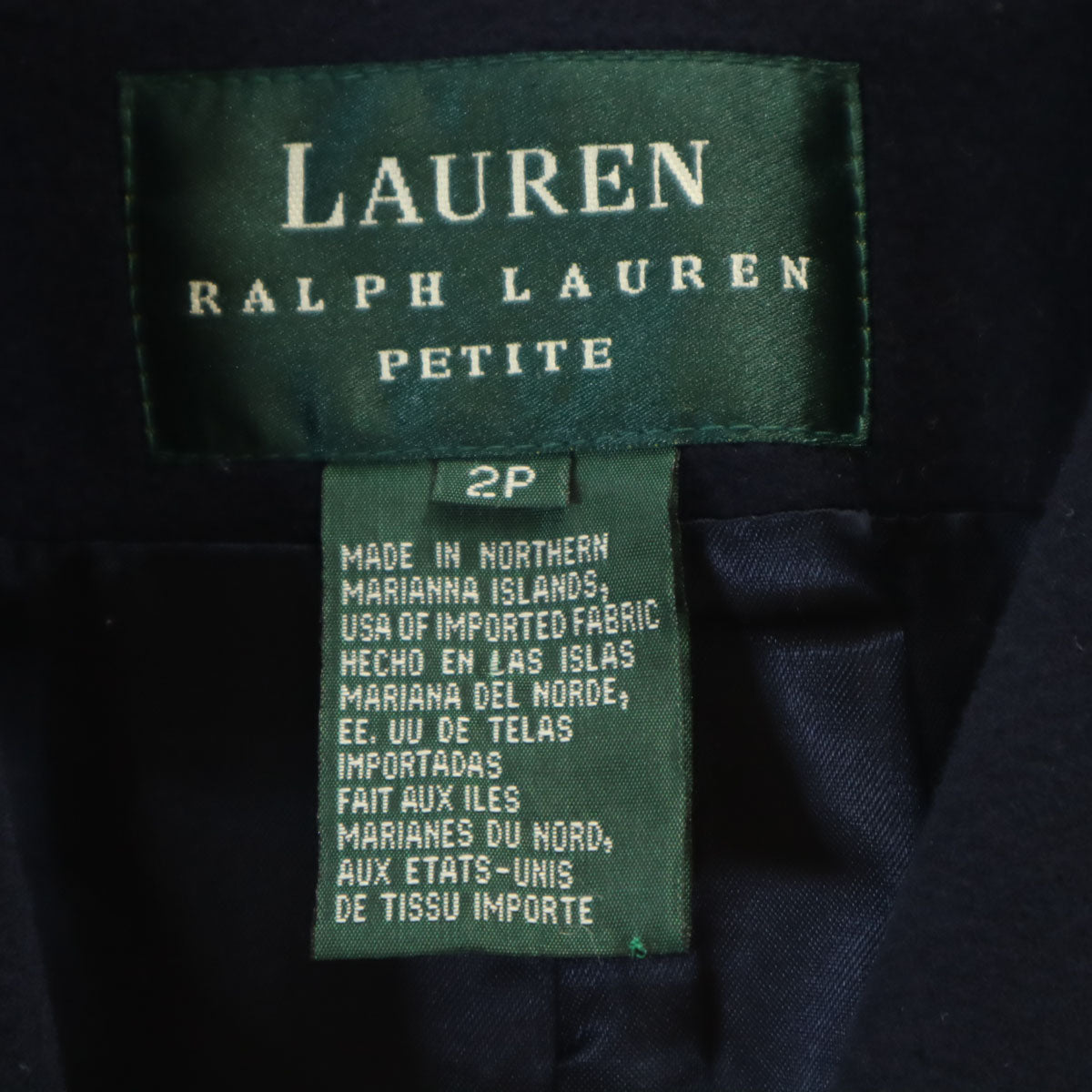 LAUREN RALPH LAUREN PETITE ローレンラルフローレン ペティート ウール コート 2P ネイビー レディース