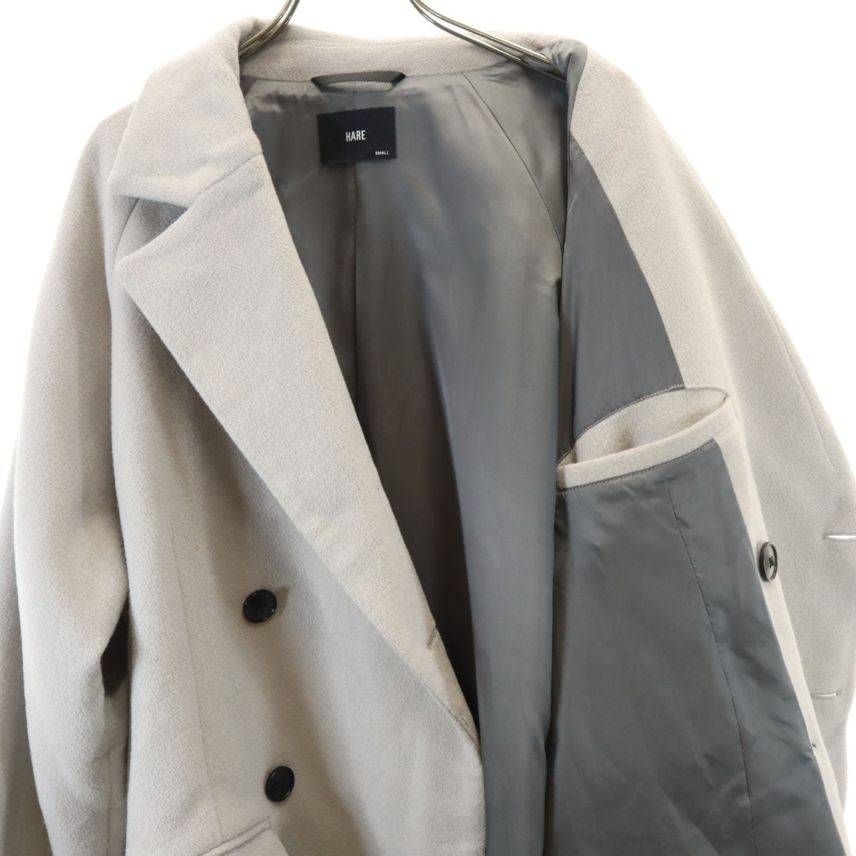HARE ハレ ウールブレンド コート S グレー メンズ