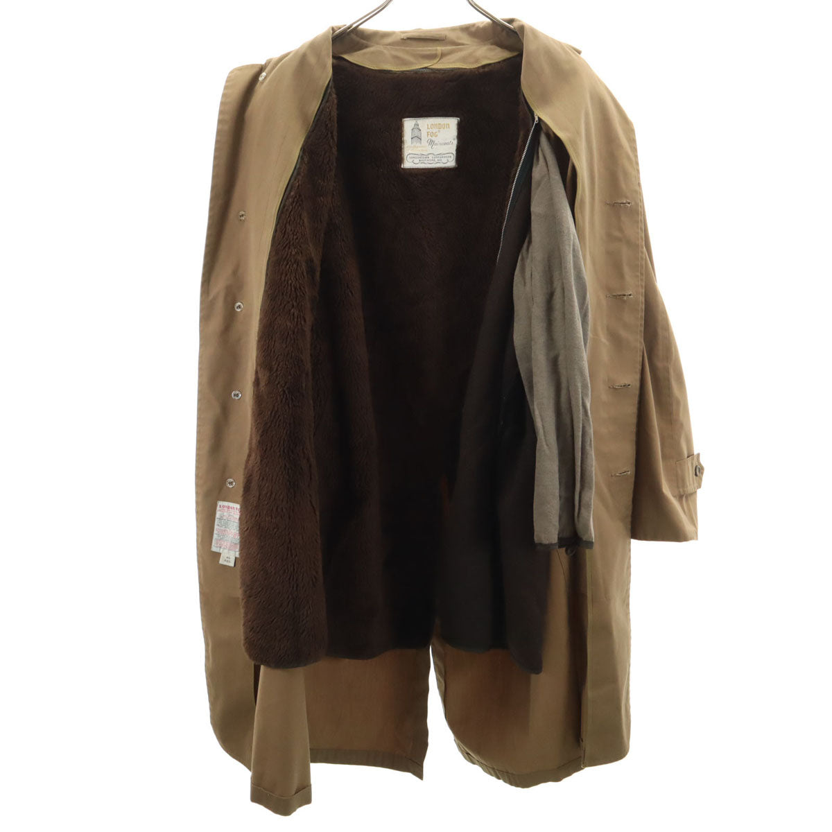 LONDON FOG ロンドンフォグ 80s ヴィンテージ ステンカラーコート 40 ブラウン ライナー付き メンズ