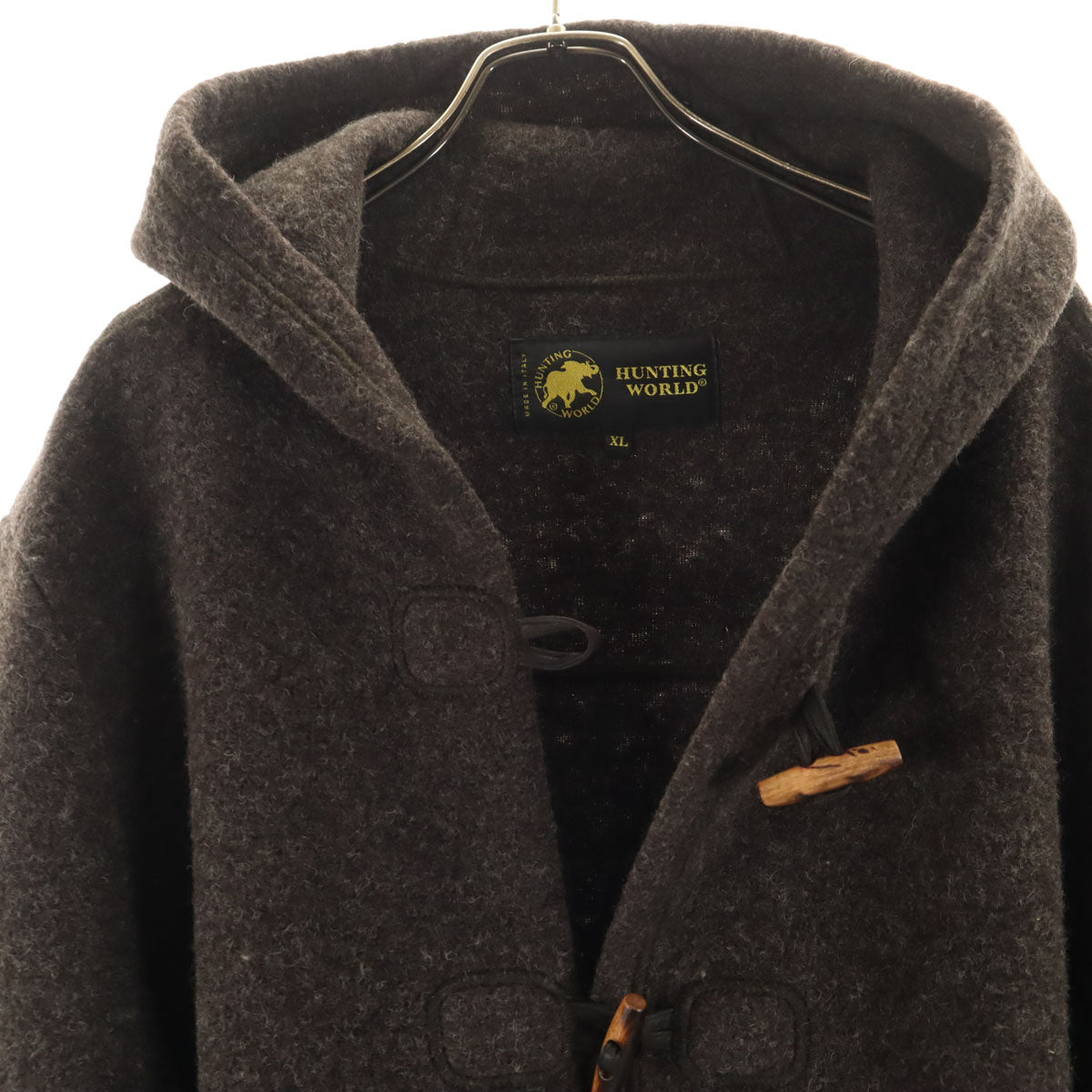 HUNTING WORLD ハンティングワールド イタリア製 圧縮ウール ダッフルコート XL チャコールグレー レディース
