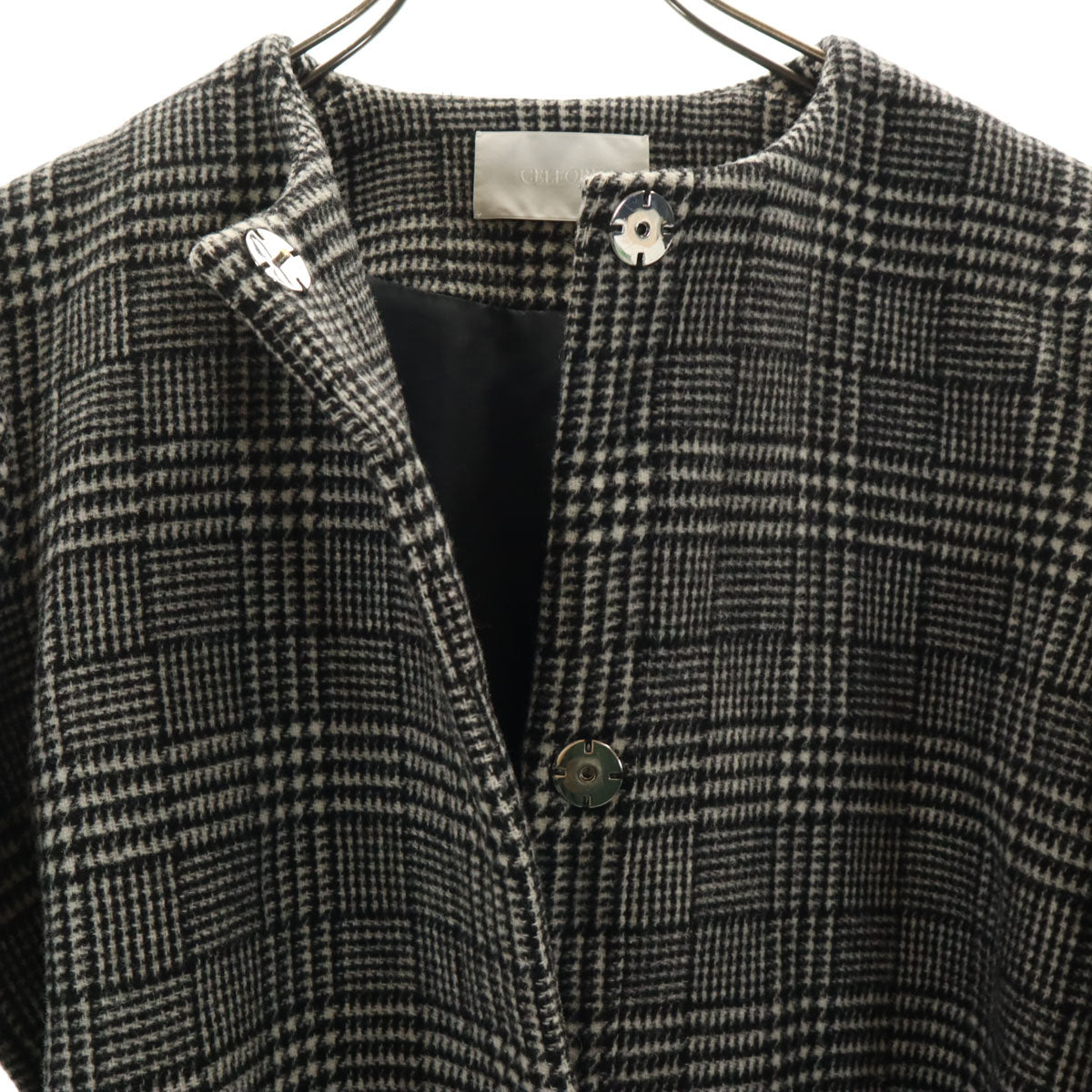 CELFORD セルフォード ウールブレンド チェック コート 38 ブラック系 レディース