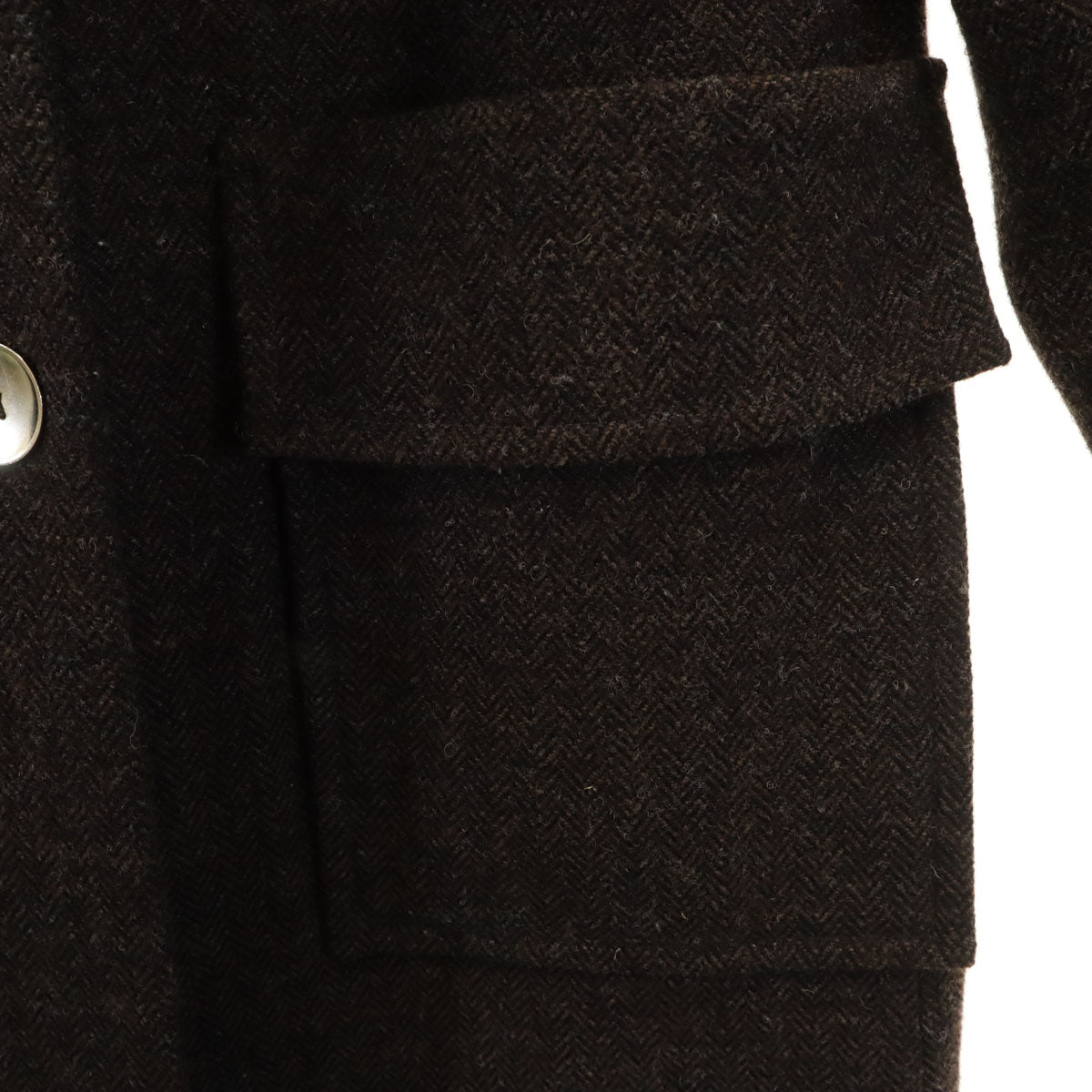 LANVIN en Bleu ランバンオンブルー ヘリンボーン ウールコート 38 ブラウン レディース