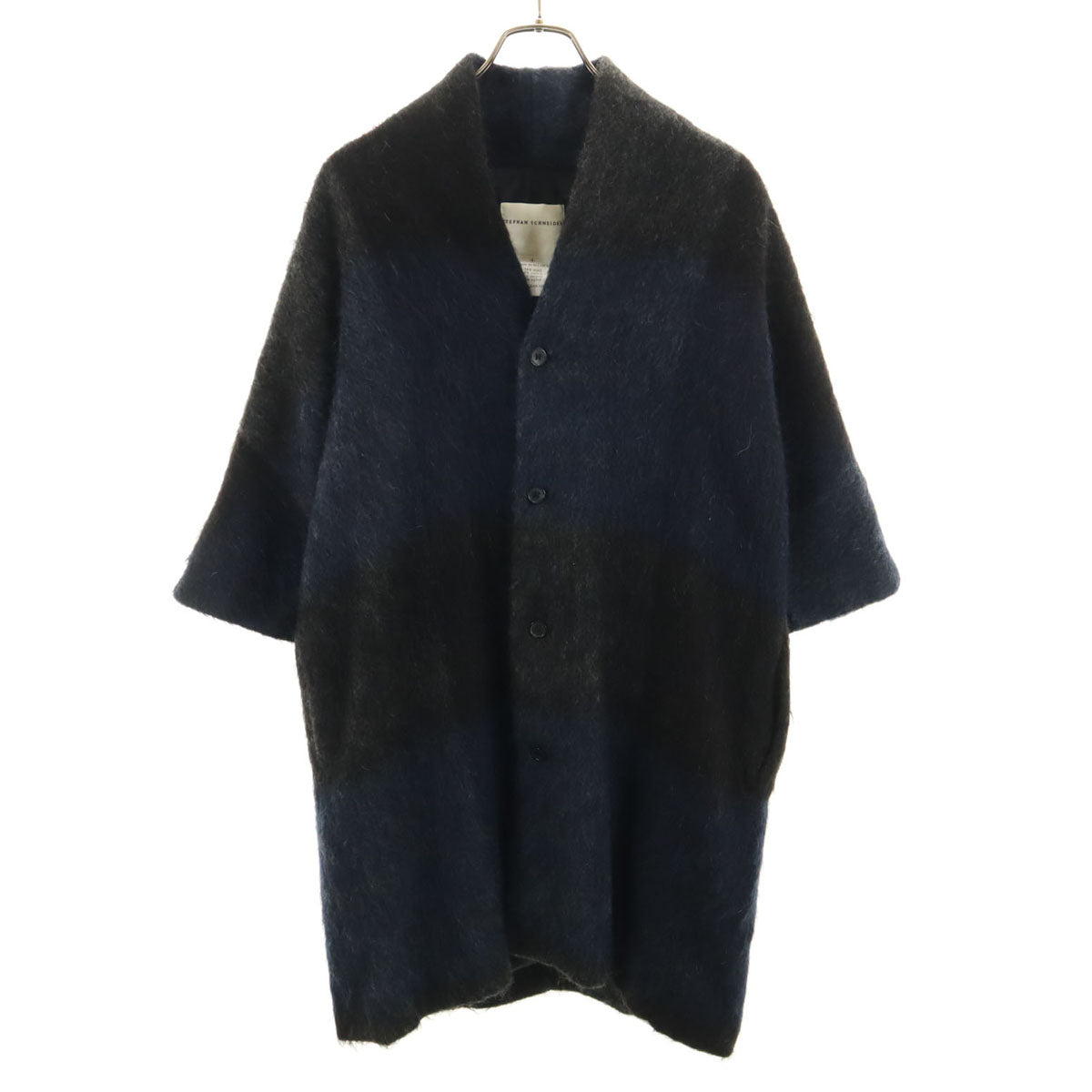 美品 STEPHAN SCHNEIDER ステファン シュナイダー ベルギー製 7分袖 ウールコート 1 ネイビー レディース