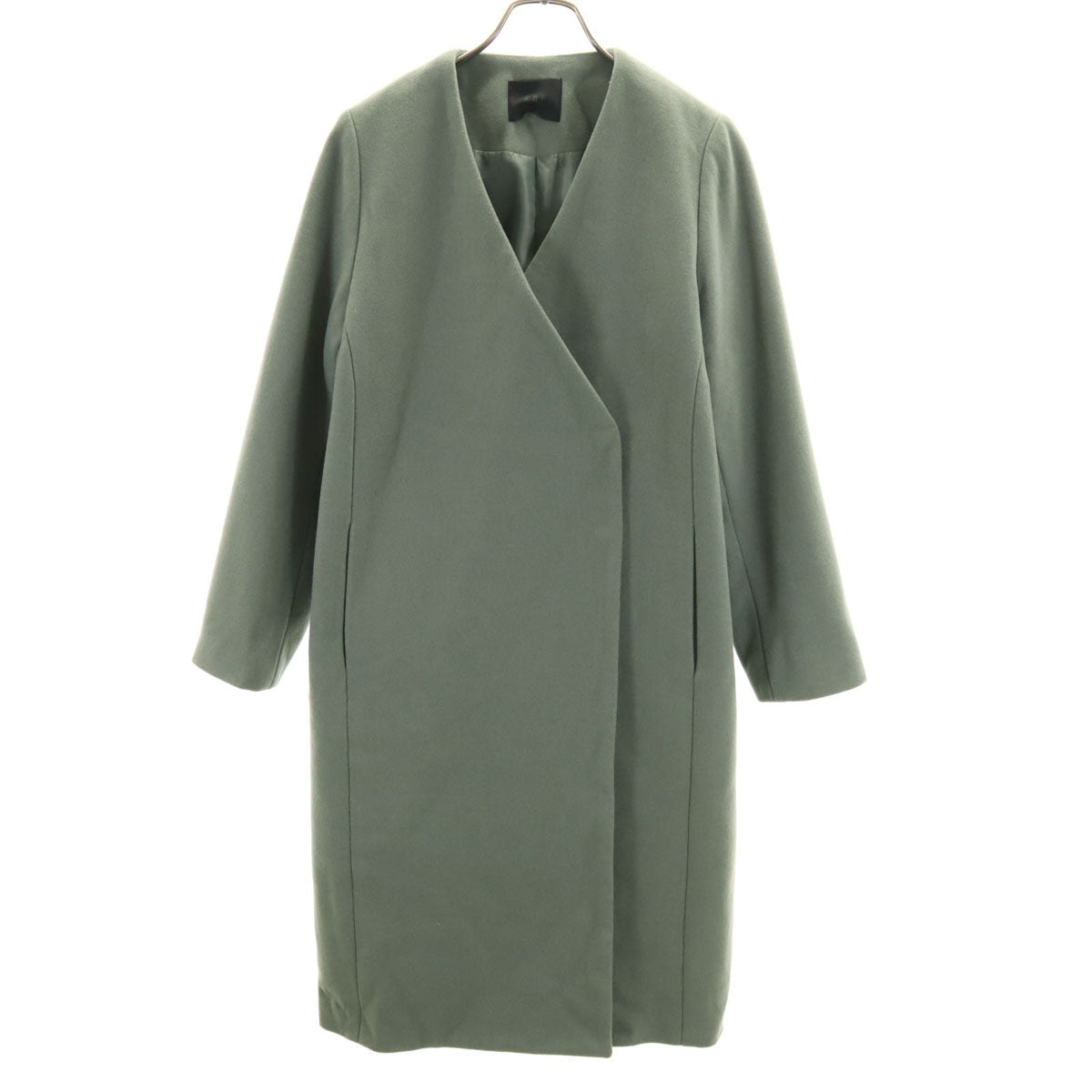 KBF ケービーエフ ノーカラーコート ONE SIZE グリーングレー レディース