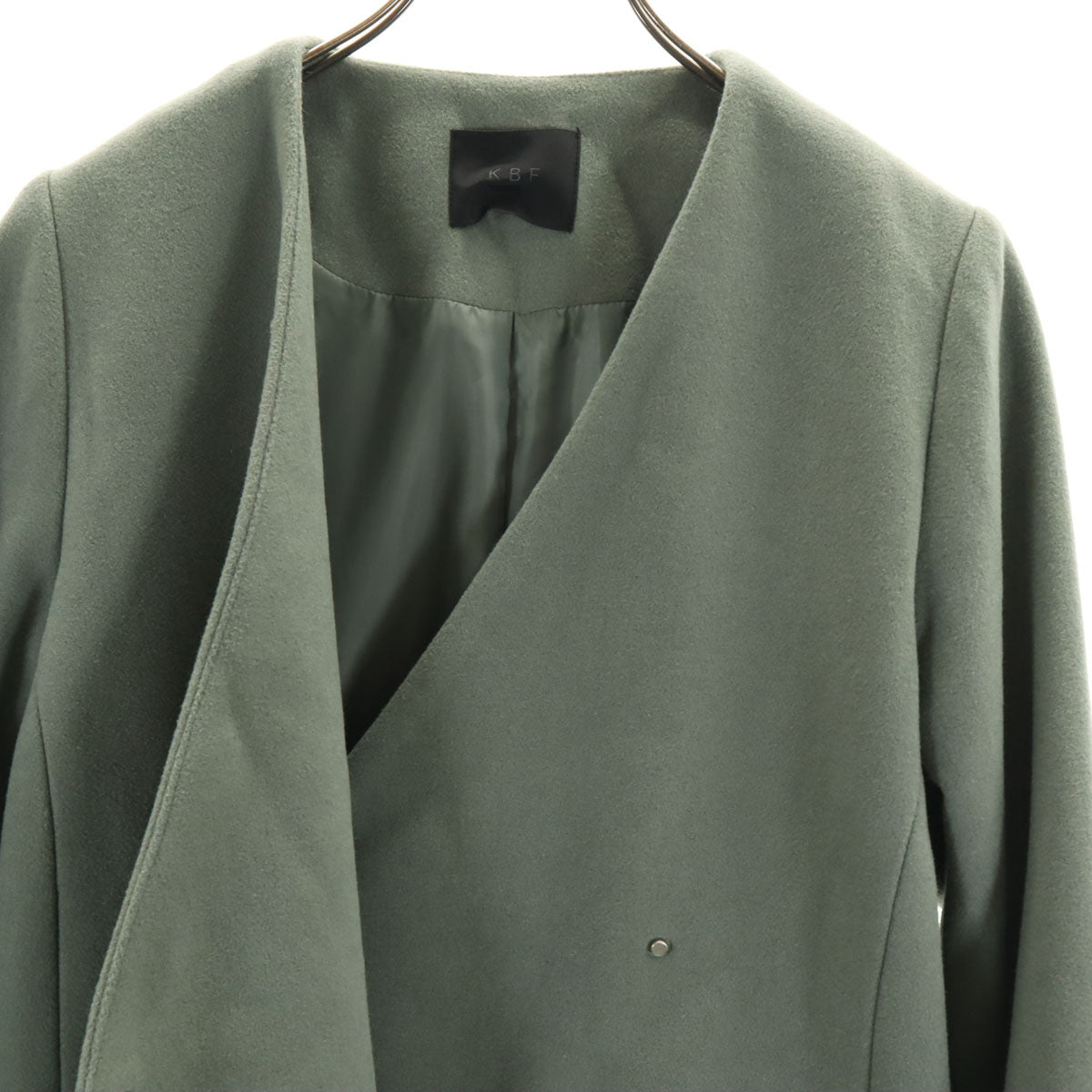 KBF ケービーエフ ノーカラーコート ONE SIZE グリーングレー レディース