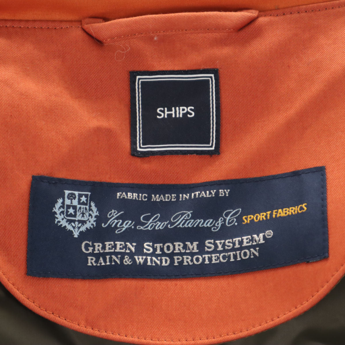 SHIPS シップス ロロピアーナ生地 フーデッド コート S オレンジ ダウンライナー付き LORO PIANA GREEN STORM SYSTEM メンズ