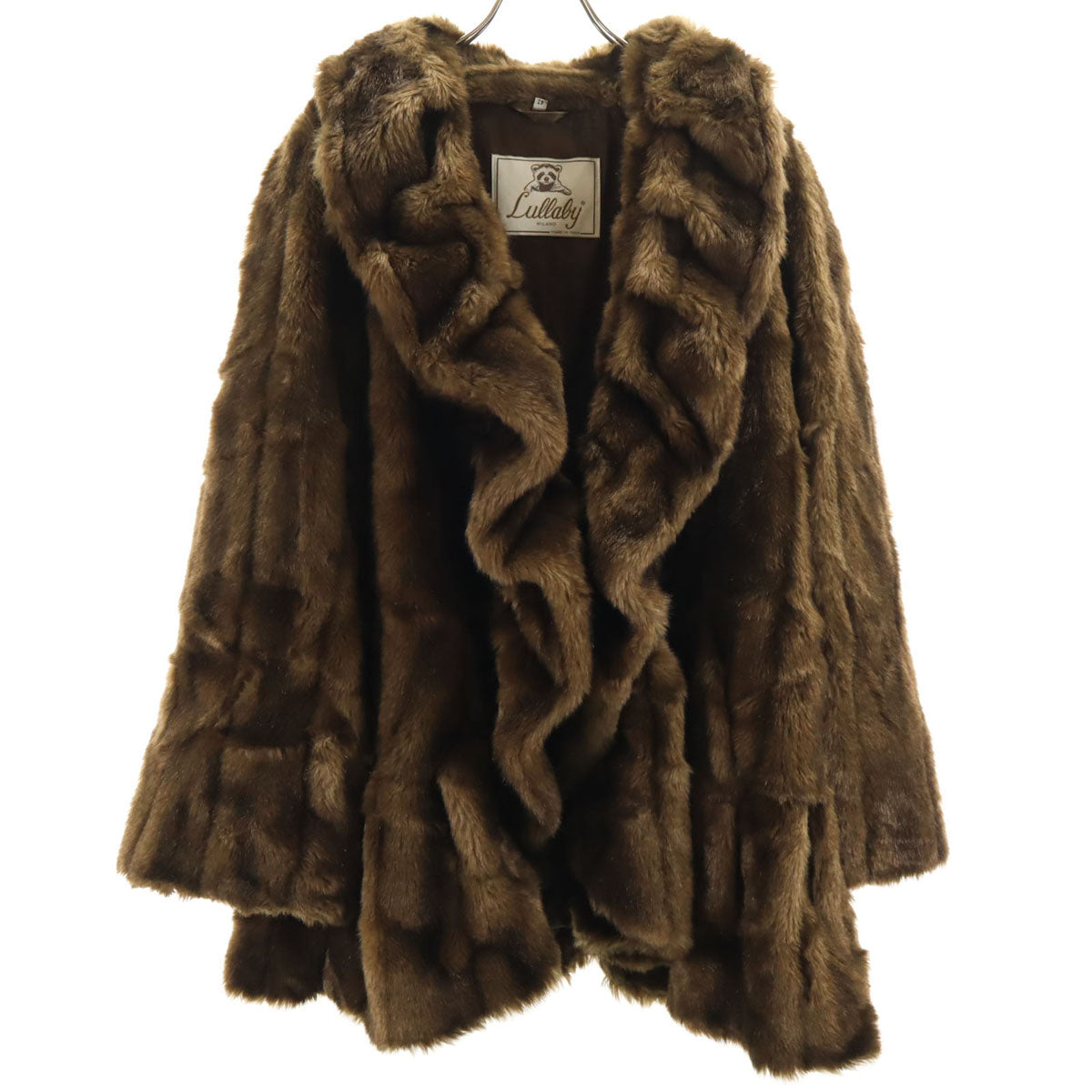 LULLABY イタリア製 フェイク ファーコート 42 ブラウン系 レディース