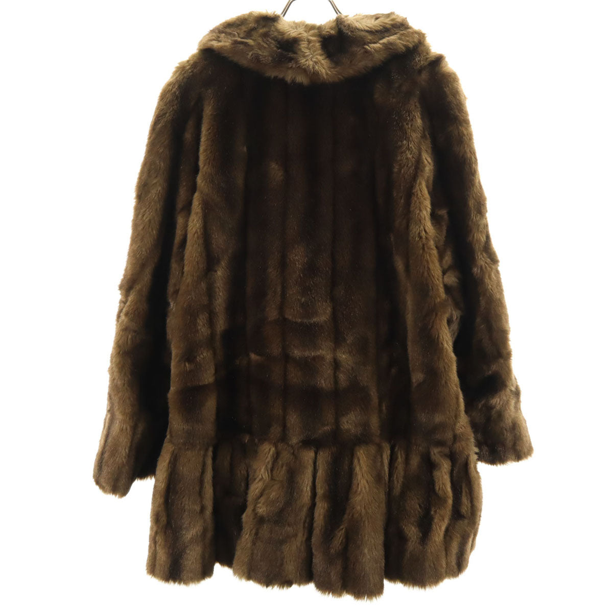 LULLABY イタリア製 フェイク ファーコート 42 ブラウン系 レディース