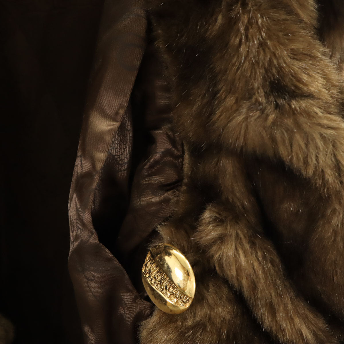 LULLABY イタリア製 フェイク ファーコート 42 ブラウン系 レディース