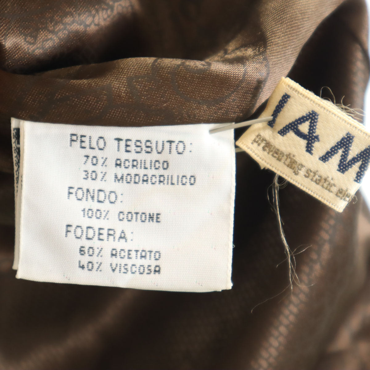 LULLABY イタリア製 フェイク ファーコート 42 ブラウン系 レディース