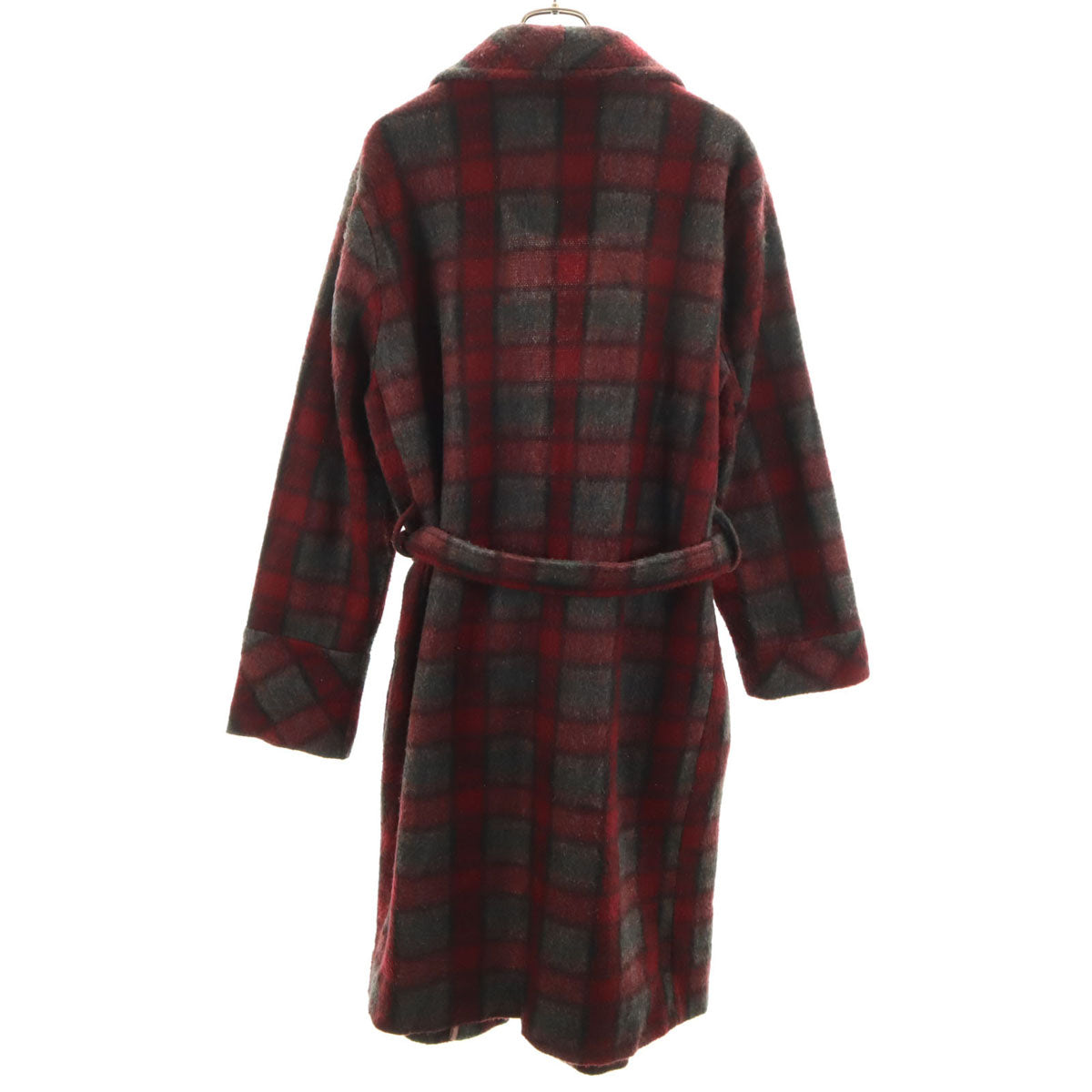 dolar 70s 80s スペイン製 ヴィンテージ チェック柄 ガウンコート M ボルドー メンズ