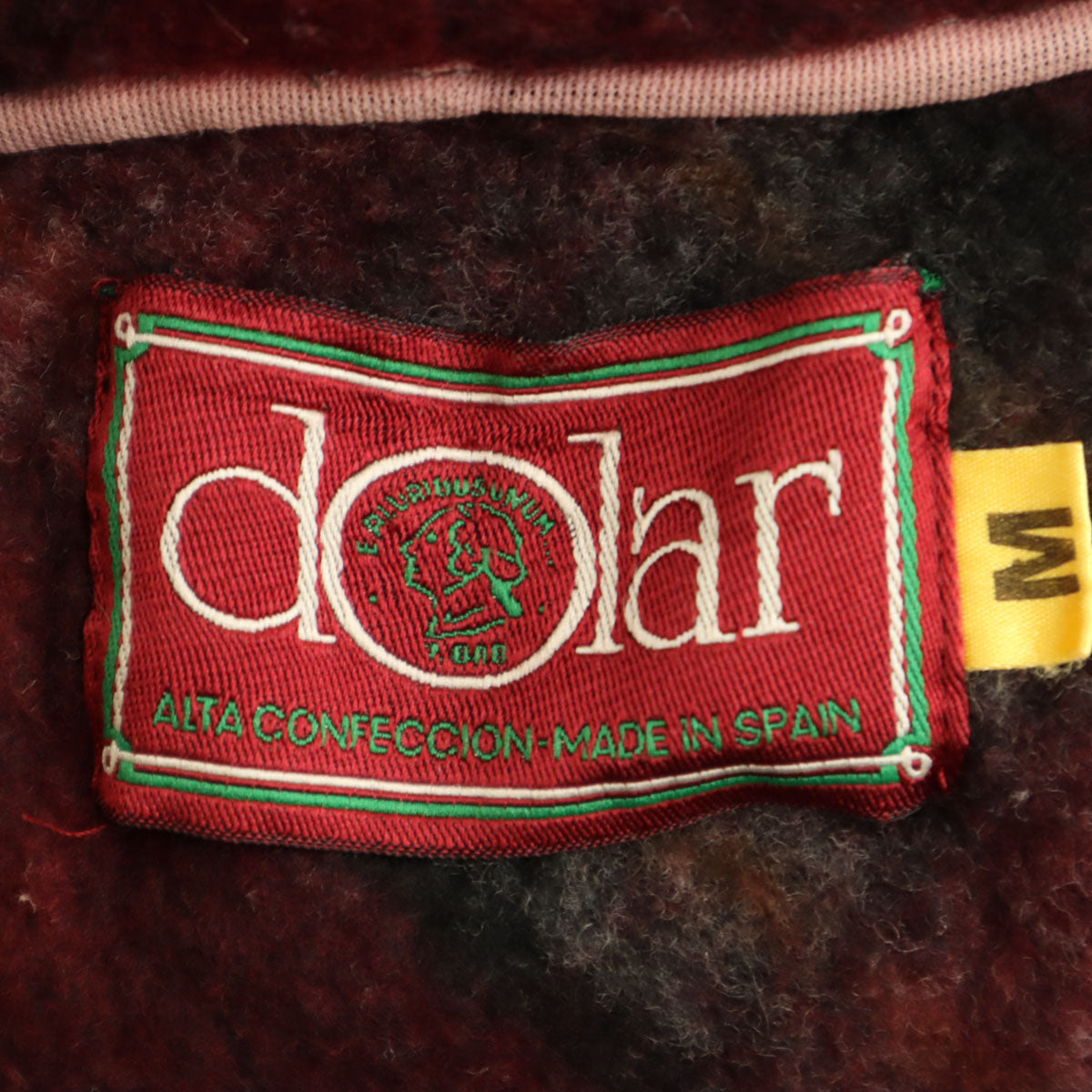 dolar 70s 80s スペイン製 ヴィンテージ チェック柄 ガウンコート M ボルドー メンズ