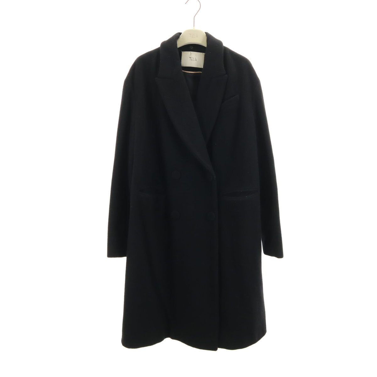 TELA テラ ダブルブレスト コート 42 ブラック ハンガー付き レディース