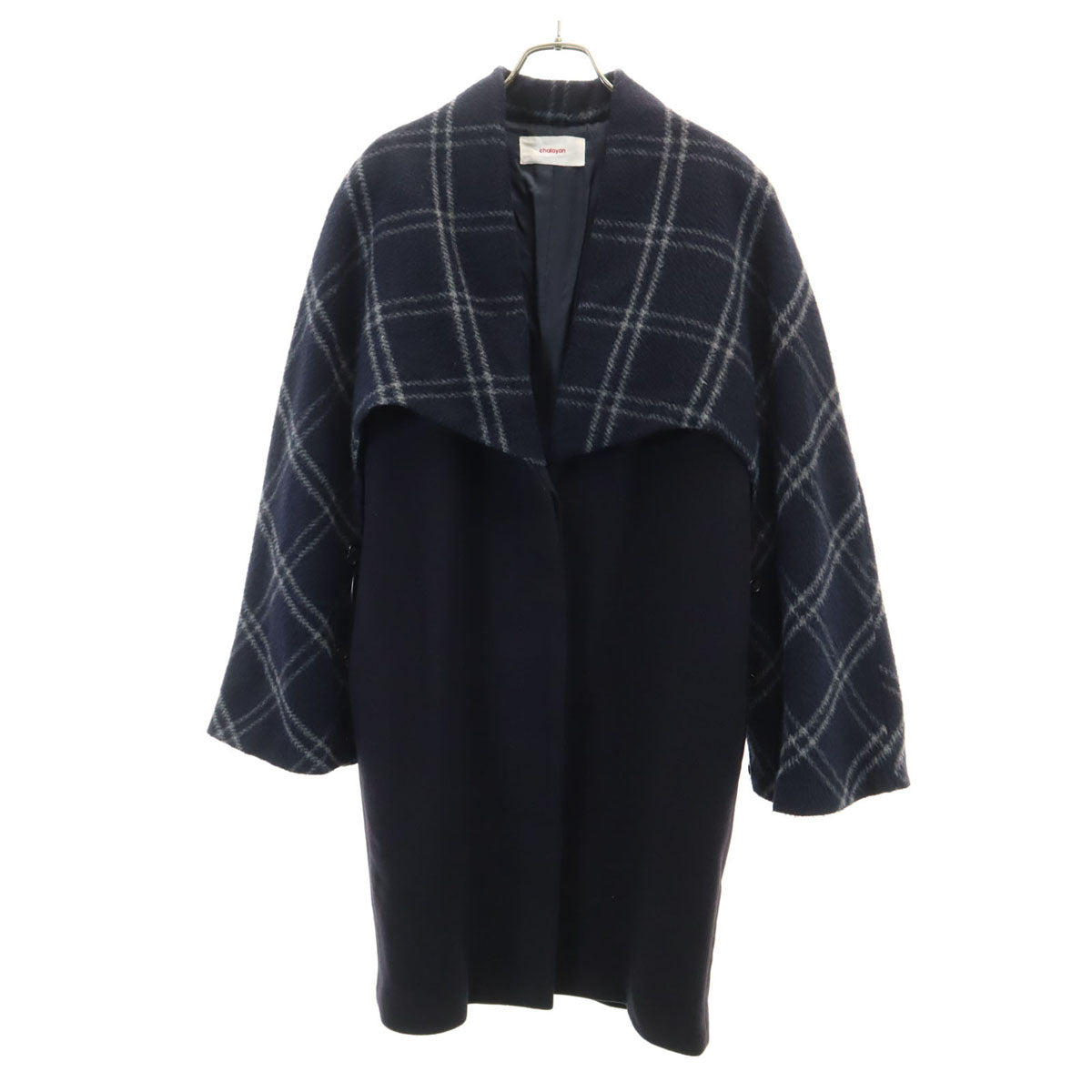 chalayan チャラヤン 日本製 レイヤード ウールコート S ネイビー レディース