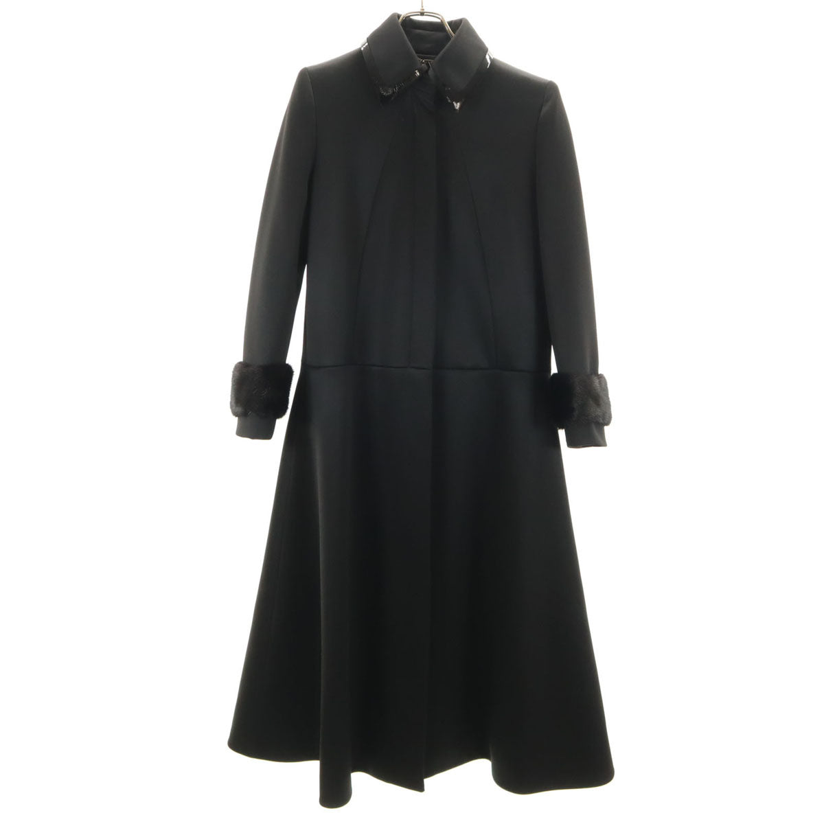 美品 FENDI フェンディ イタリア製 ミンクファー付き ロングコート 40 ブラック レディース