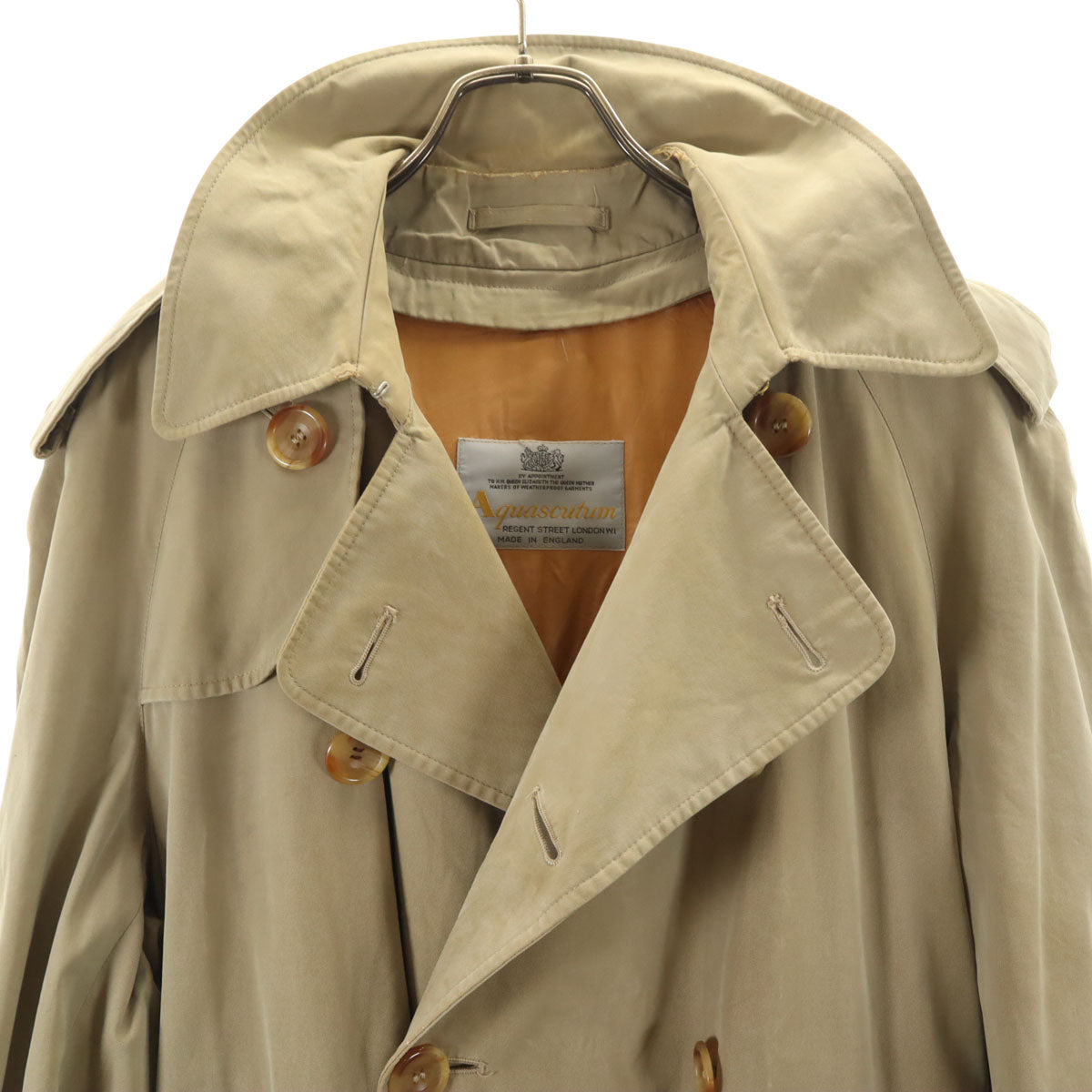 Aquascutum アクアスキュータム 70s 80s イングランド製 ヴィンテージ トレンチコート ベージュ系 ライナー付き メンズ