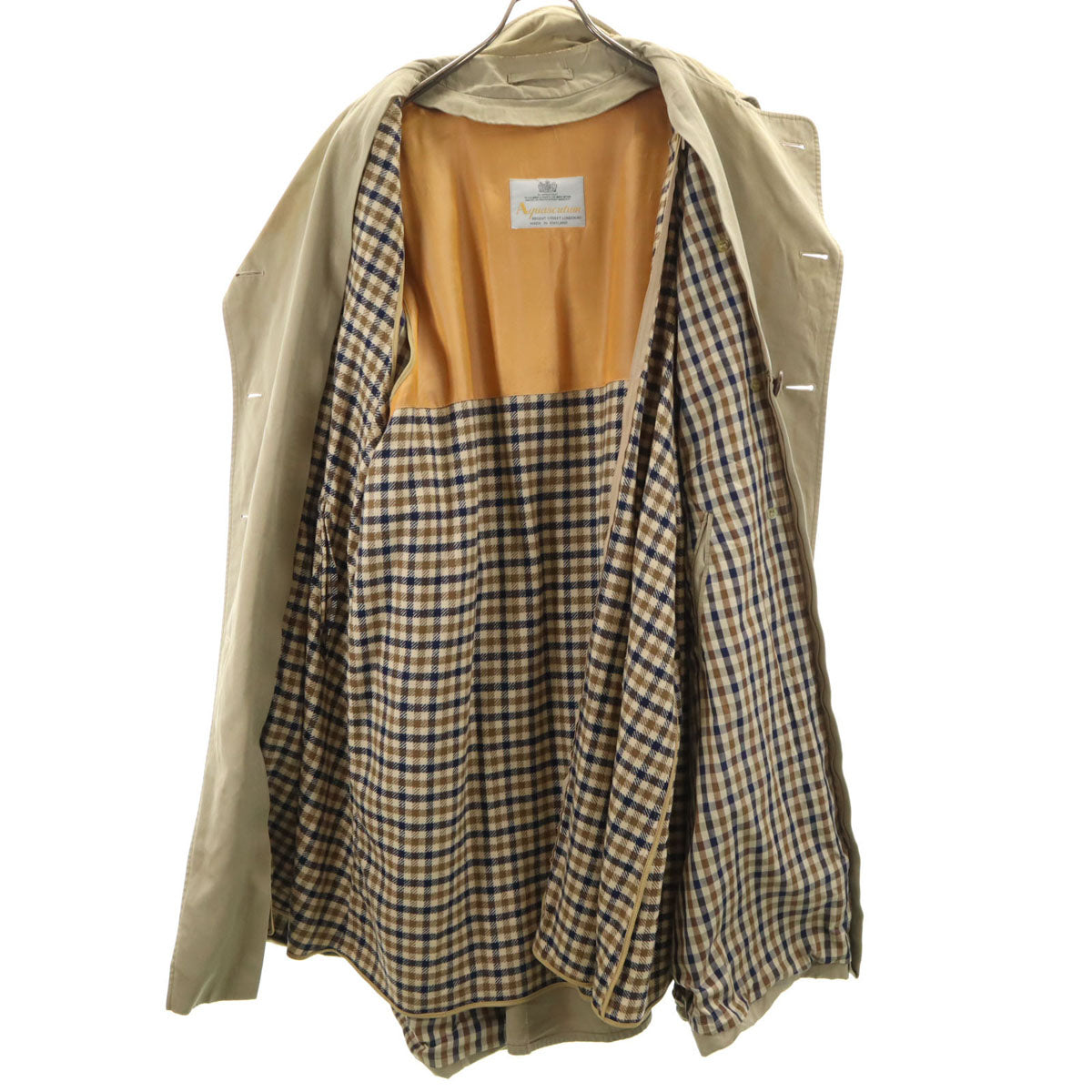 Aquascutum アクアスキュータム 70s 80s イングランド製 ヴィンテージ トレンチコート ベージュ系 ライナー付き メンズ