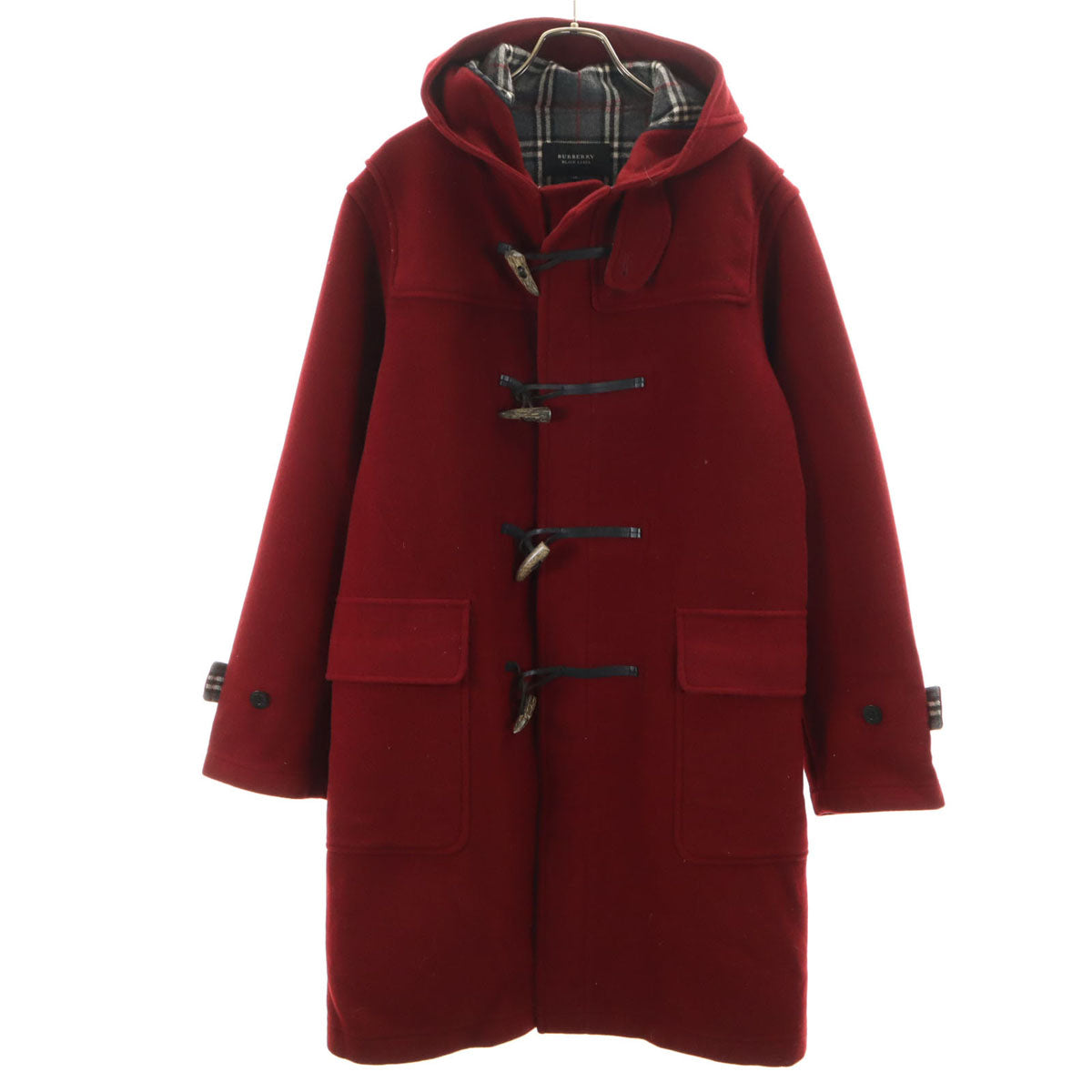 BURBERRY BLACK LABEL バーバリーブラックレーベル 日本製 ウールブレンド ダッフルコート LL レッド系 三陽商会 メンズ