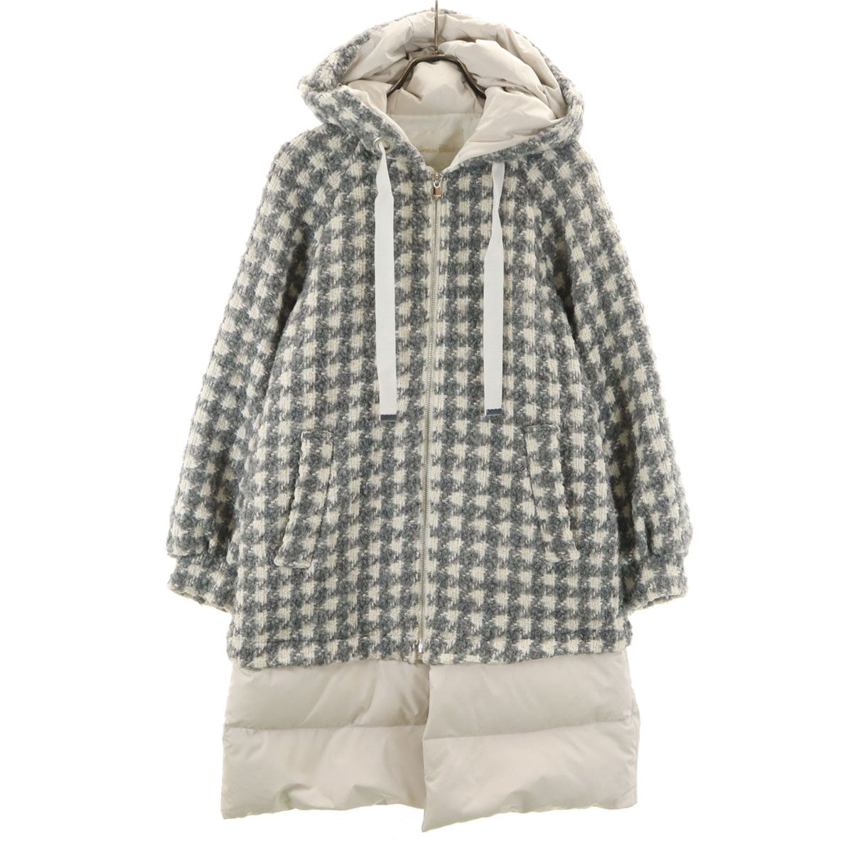 GRACE CLASS グレースクラス チェック ダウンコート 36 グレー系 レディース