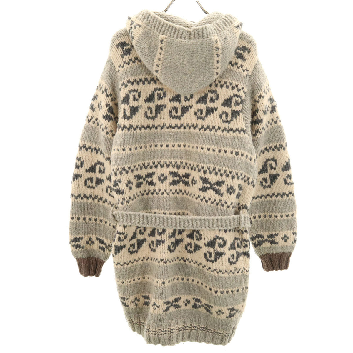 KANATA カナタ カナダ製 総柄 カウチン ガウンコート アイボリー ニット レディース