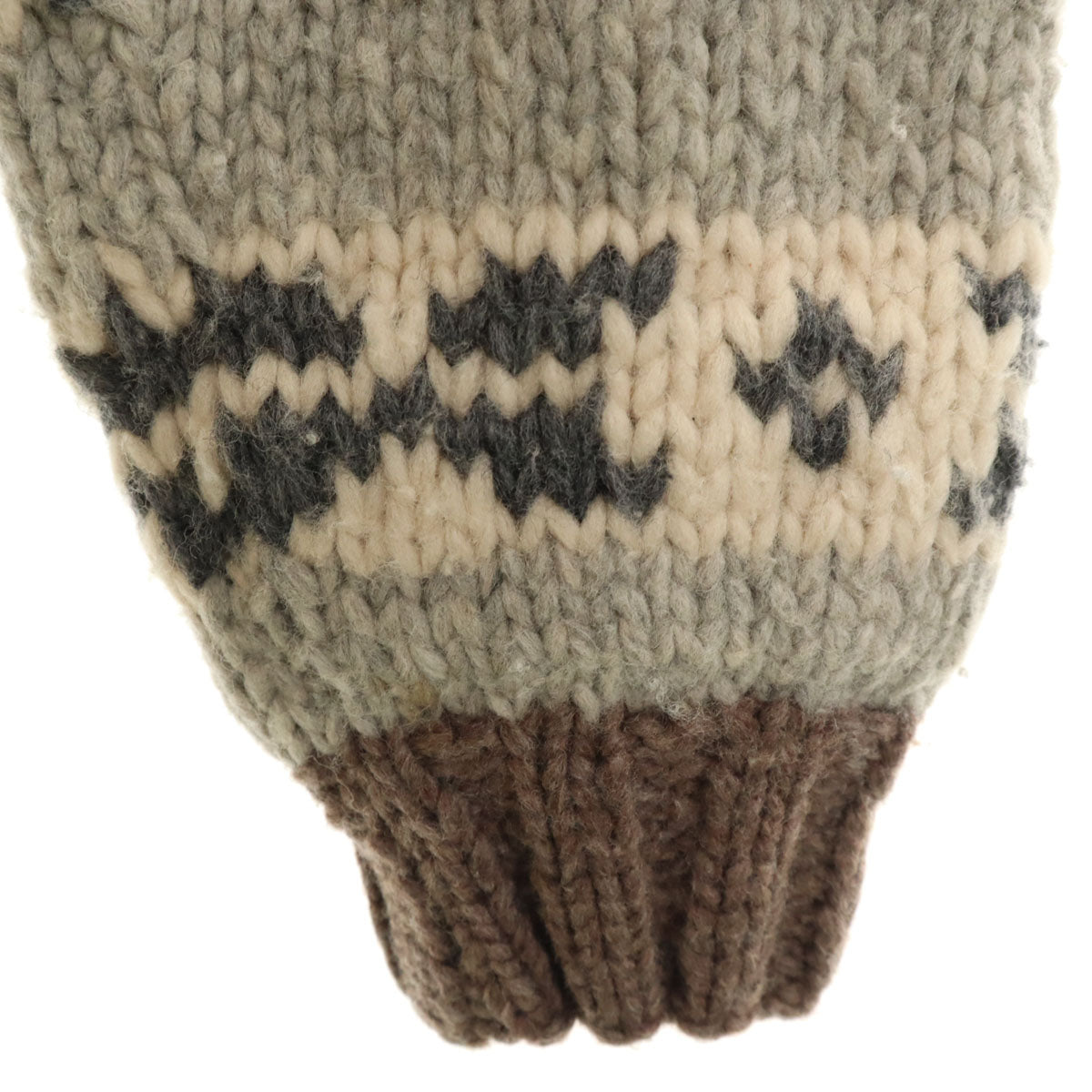 KANATA カナタ カナダ製 総柄 カウチン ガウンコート アイボリー ニット レディース