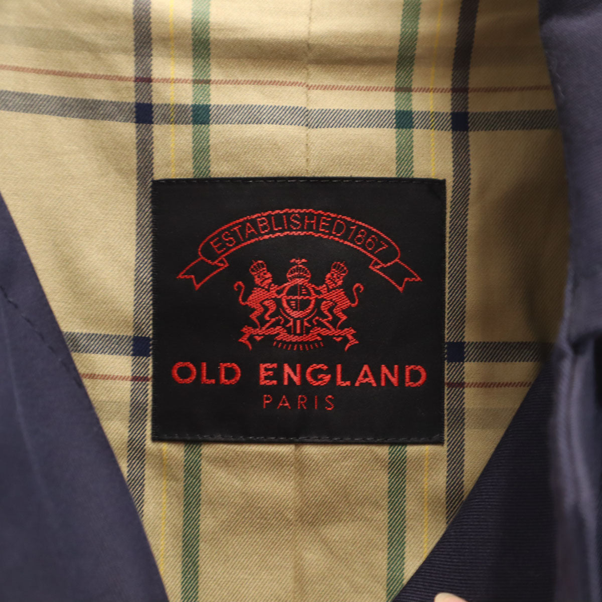 OLD ENGLAND オールドイングランド 日本製 ステンカラーコート 36 ネイビー レディース