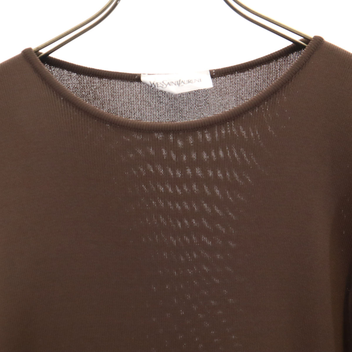 YVES SAINT LAURENT イヴサンローラン 90s 日本製 オールド 長袖 ニット ワンピース M ブラウン レディース