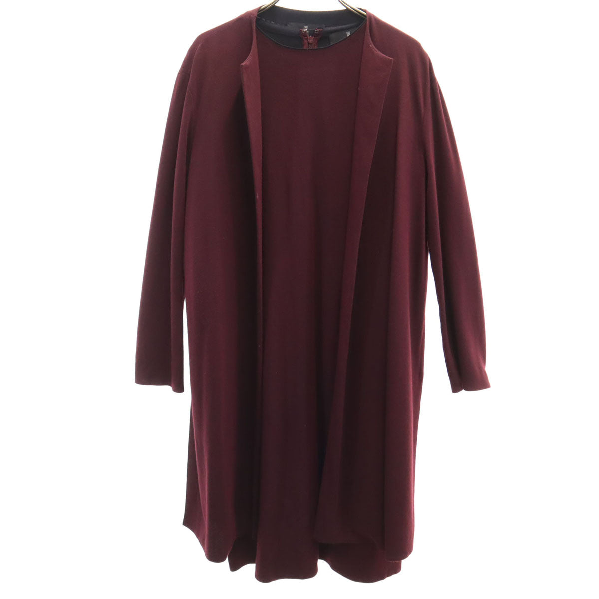 LANVIN LA COLLECTION ランバンコレクション 日本製 長袖 アンサンブル 38 ボルドー レディース