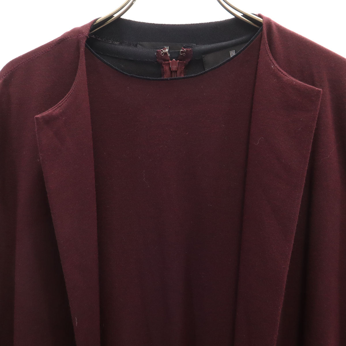 LANVIN LA COLLECTION ランバンコレクション 日本製 長袖 アンサンブル 38 ボルドー レディース