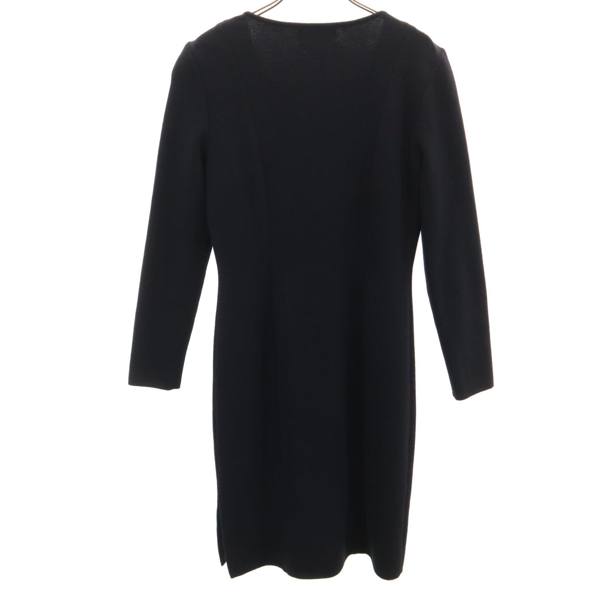 YVES SAINT LAURENT イヴサンローラン 90s 日本製 オールド 長袖 ニット ワンピース M ブラック ペチコート付き レディース