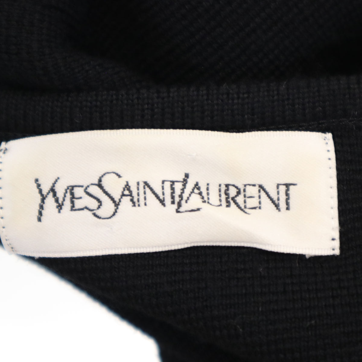 YVES SAINT LAURENT イヴサンローラン 90s 日本製 オールド 長袖 ニット ワンピース M ブラック ペチコート付き レディース