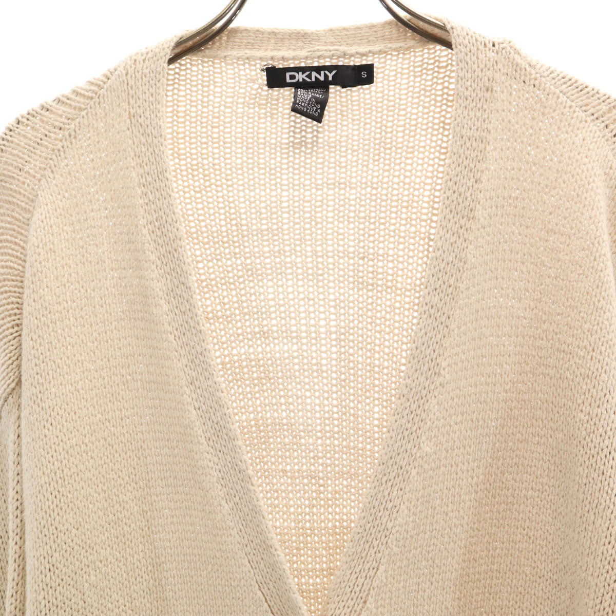 DKNY DONNA KARAN NEW YORK ダナキャランニューヨーク 90s オールド 長袖 ニットカーディガン S ベージュ レディース